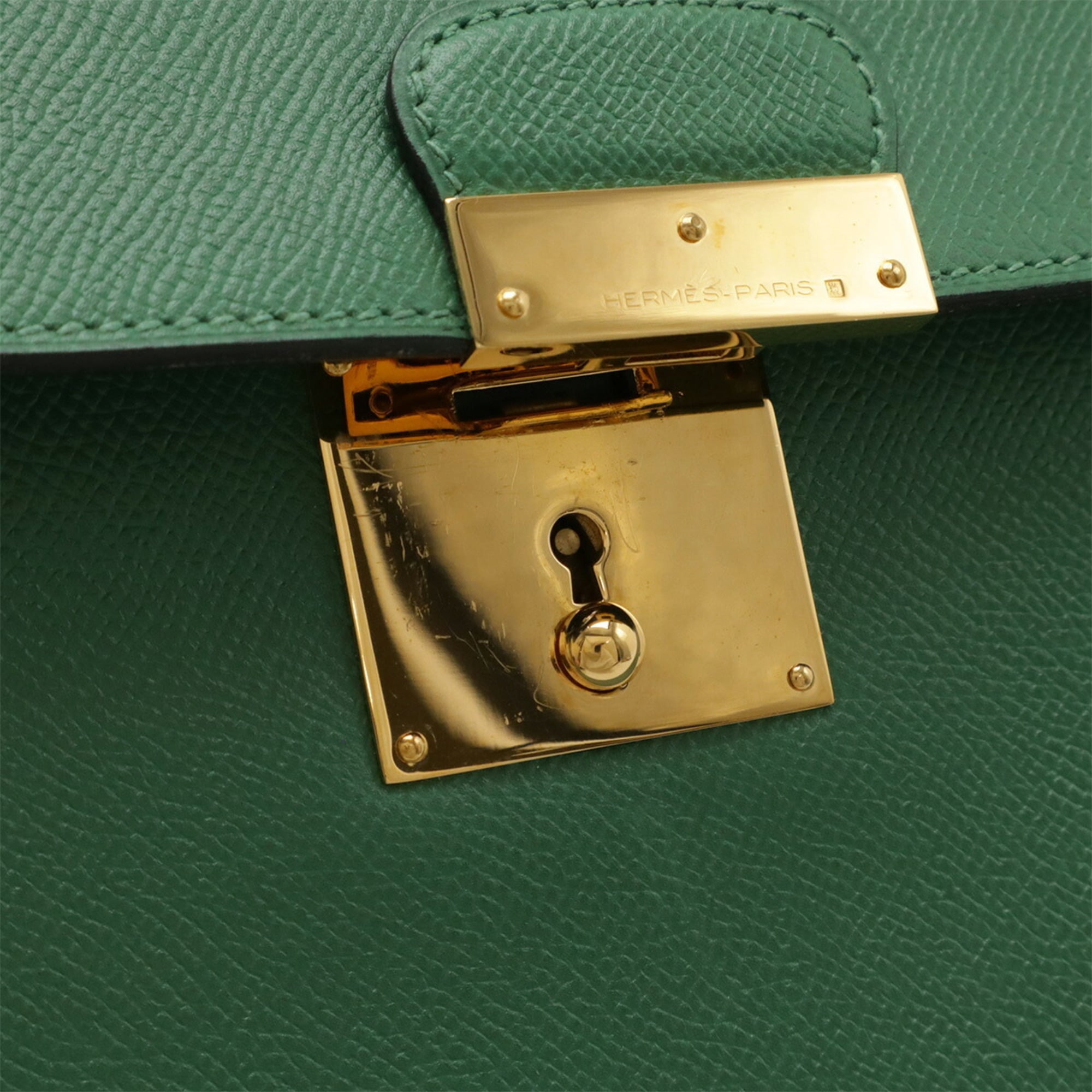 Hermes Green Courchevel Leather Clutch Bag (Pre-Owned)