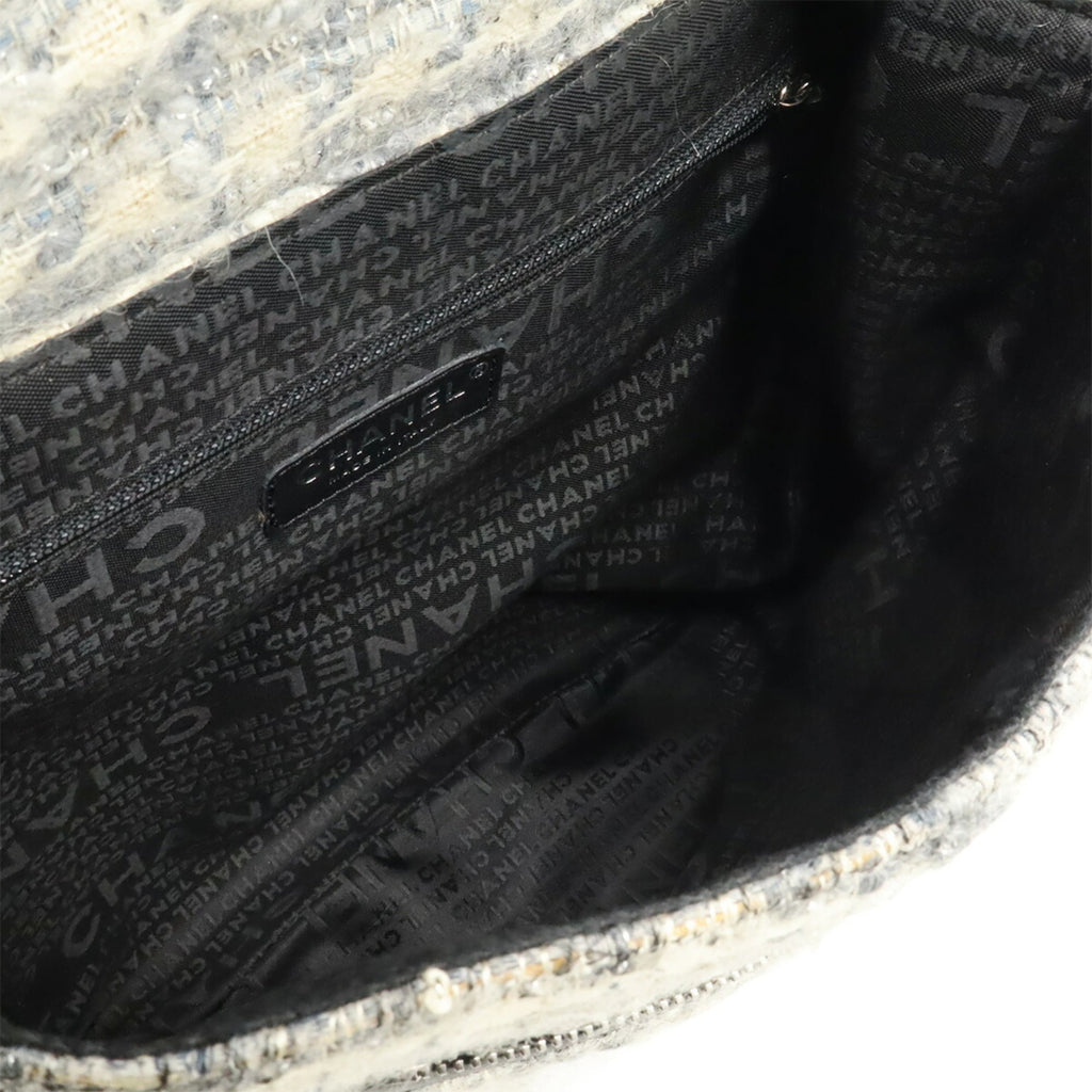 Chanel Camellia Black Gray Multi-Color Tweed Leather Shoulder Bag (Pre-Owned)