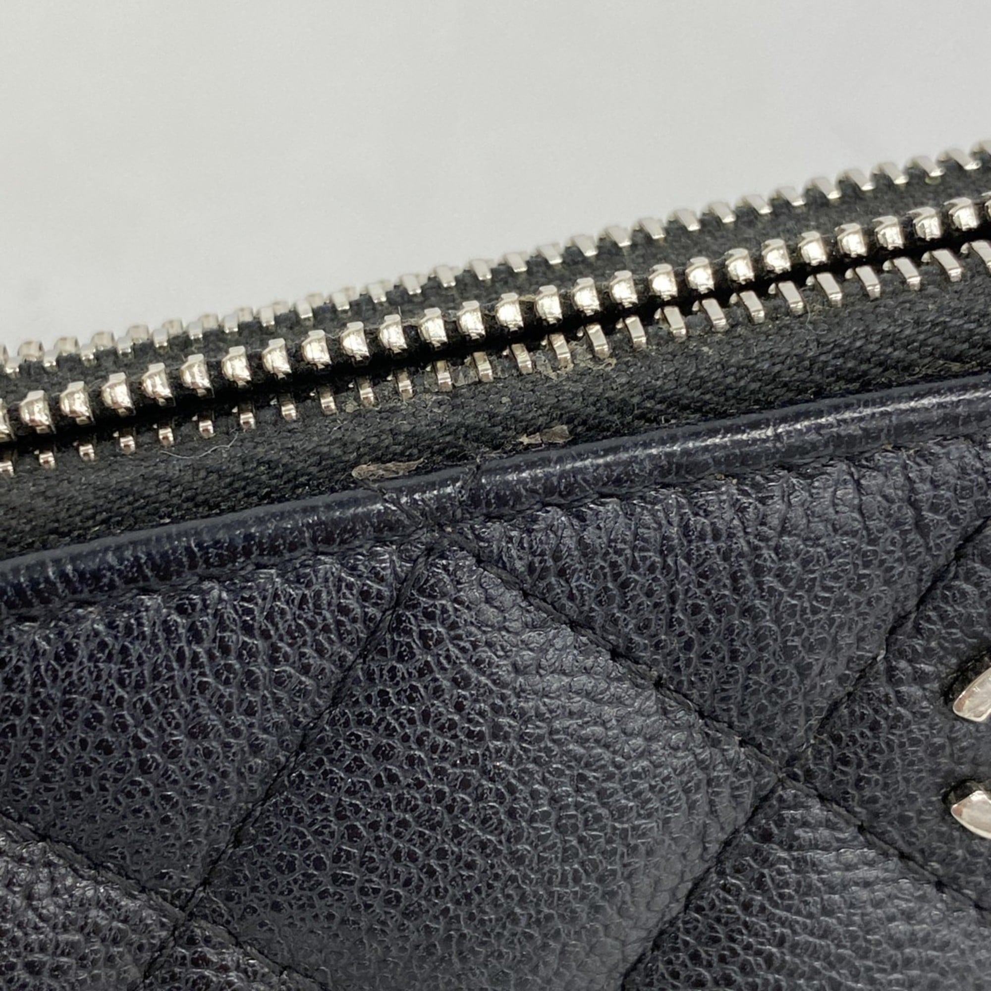 Chanel Black Grained Calfskin Chain/Shoulder Wallet (Pre-Owned)