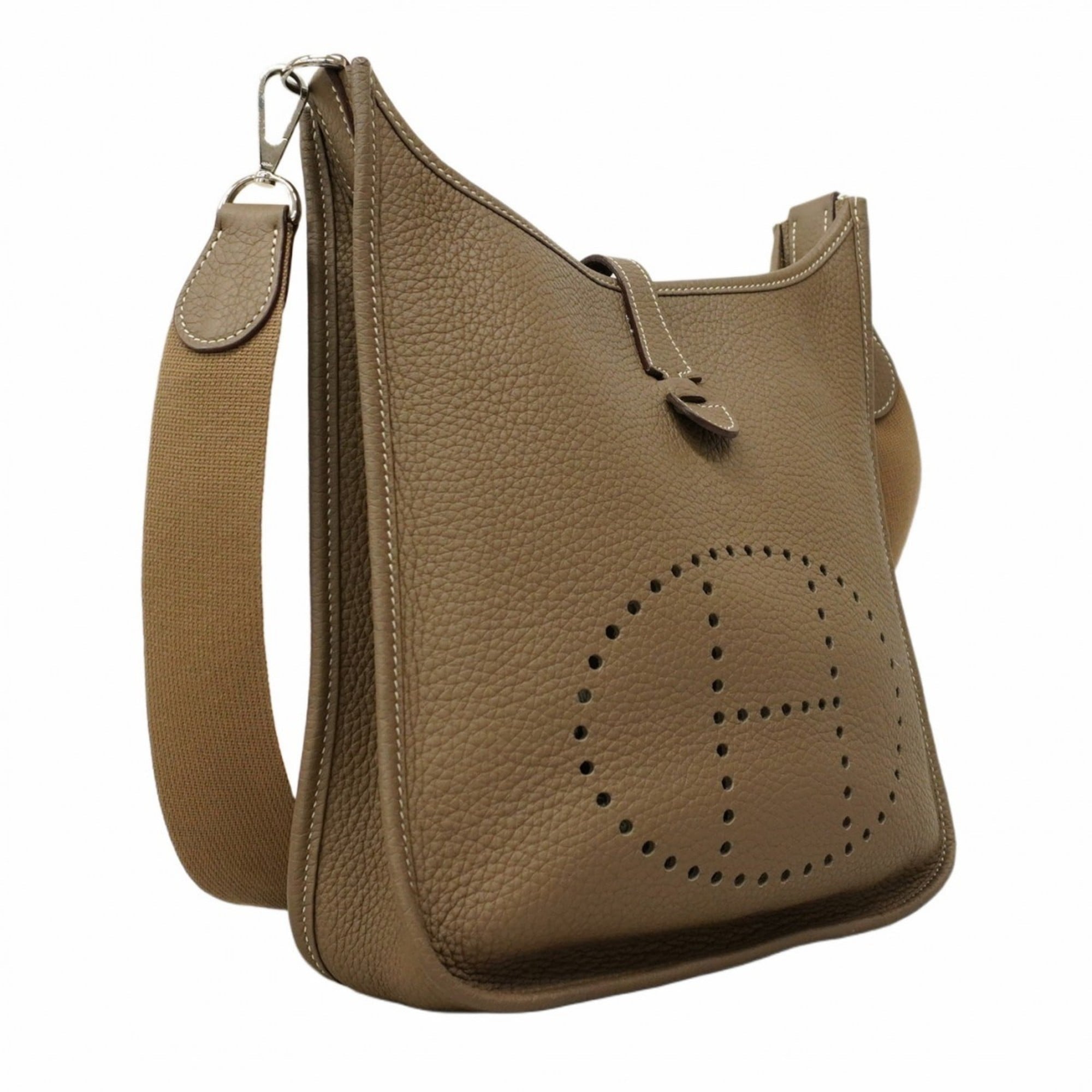 Hermes Etoupe Gray Taurillon Clemence Leather Shoulder Bag (Pre-Owned)