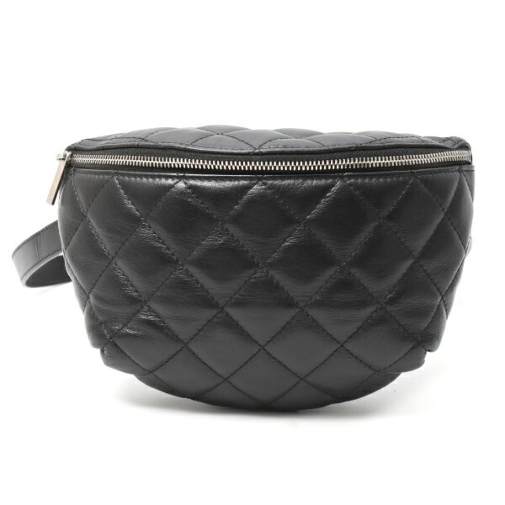 Chanel Matelasse Black Leather Fanny Pack (Pre-Owned)