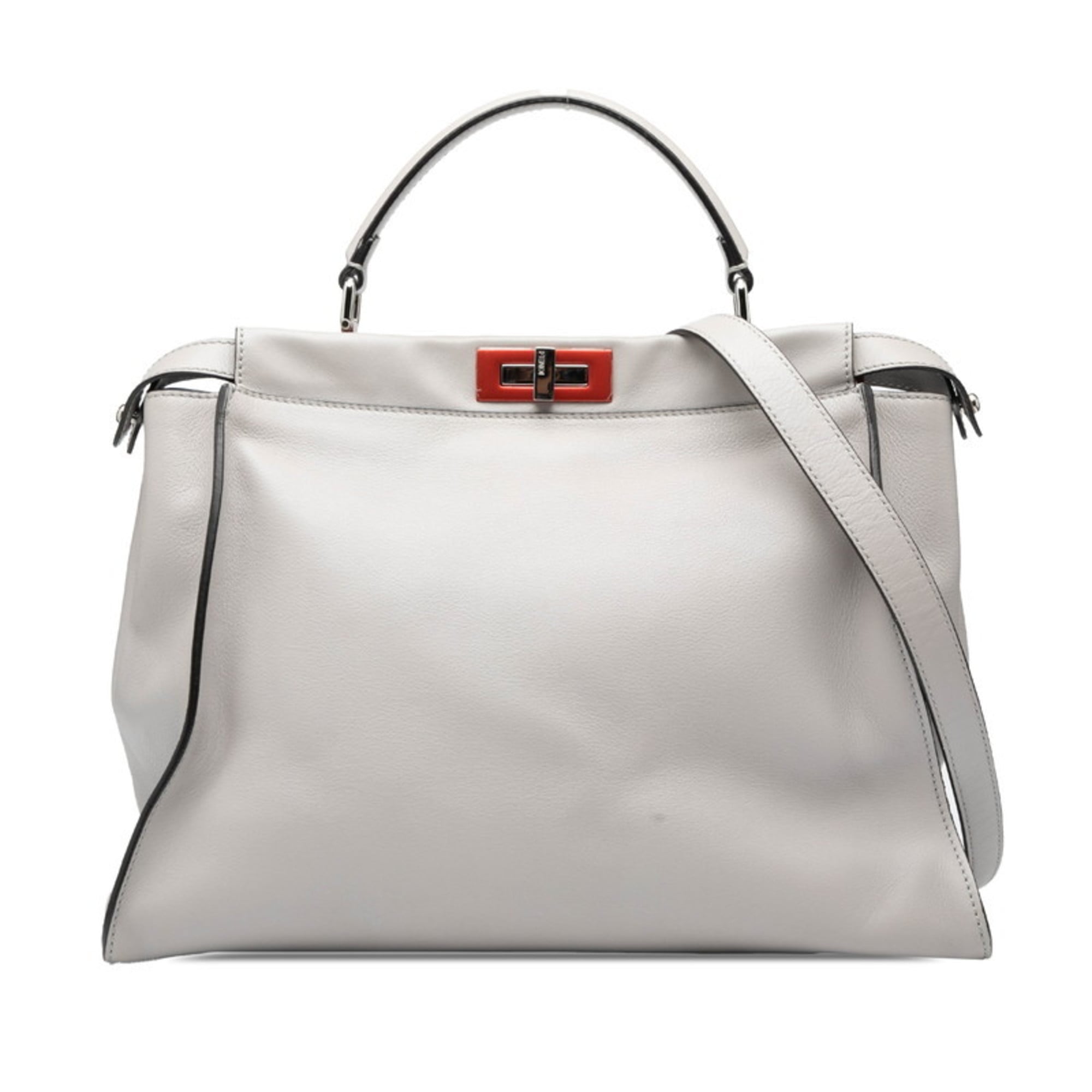 Fendi Gray Leather Handbag Shoulder Bag (Pre-Owned)