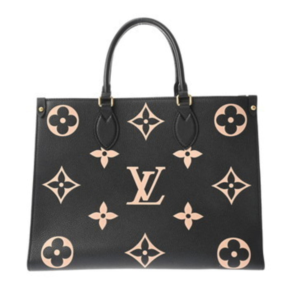 Louis Vuitton Beige Black Leather Handbag (Pre-Owned)