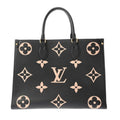 Louis Vuitton Beige Black Leather Handbag (Pre-Owned)