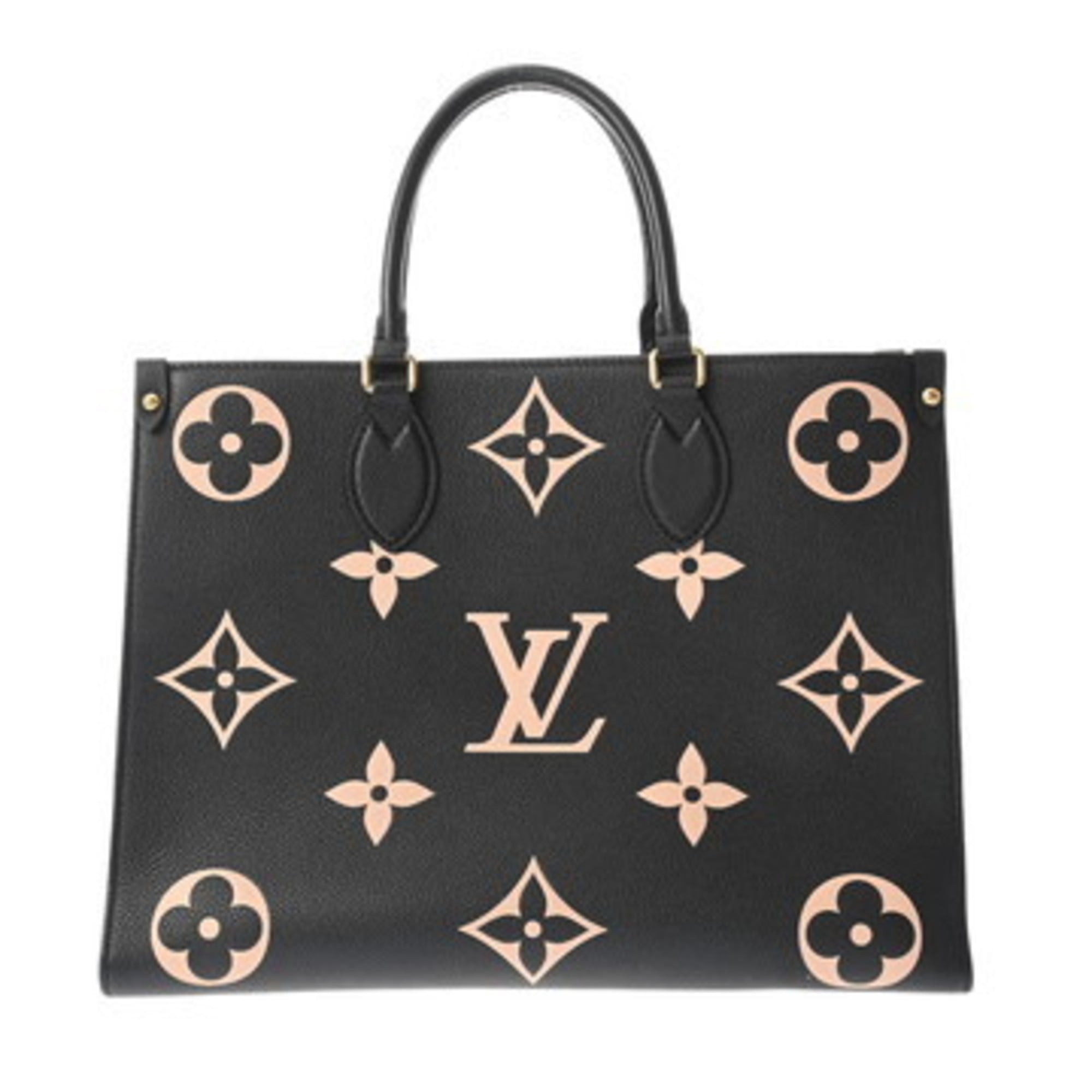 Louis Vuitton Beige Black Leather Handbag (Pre-Owned)