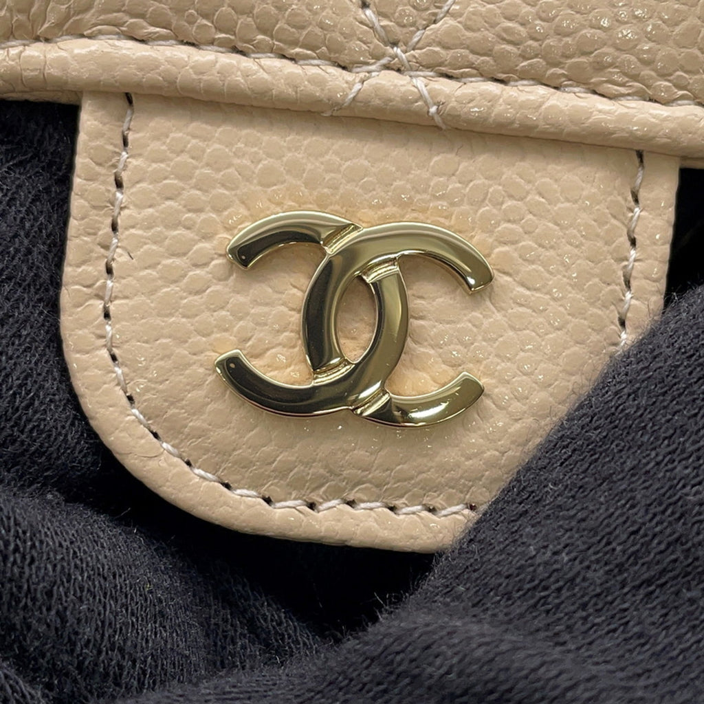 Chanel Matelasse Beige Grained Calfskin Wallet (Tri-Fold) (Pre-Owned)