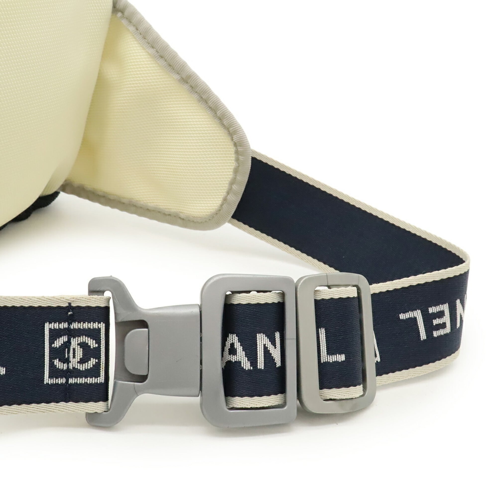 Chanel Sport Gray Ivory Navy Nylon Canvas Fanny Pack Handbag (Pre-Owned)