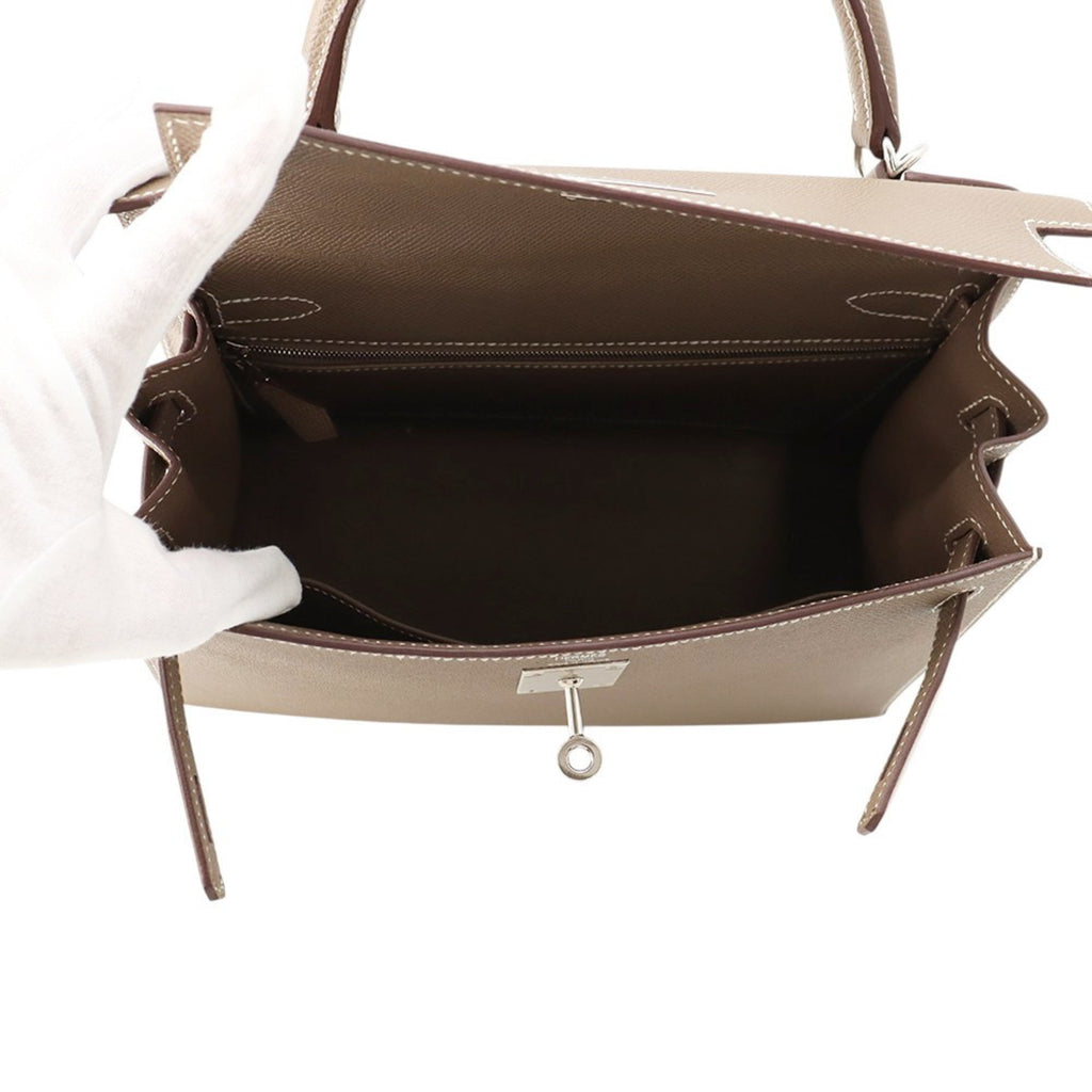 Hermes Kelly Etoupe Gray Epsom Leather Handbag (Pre-Owned)