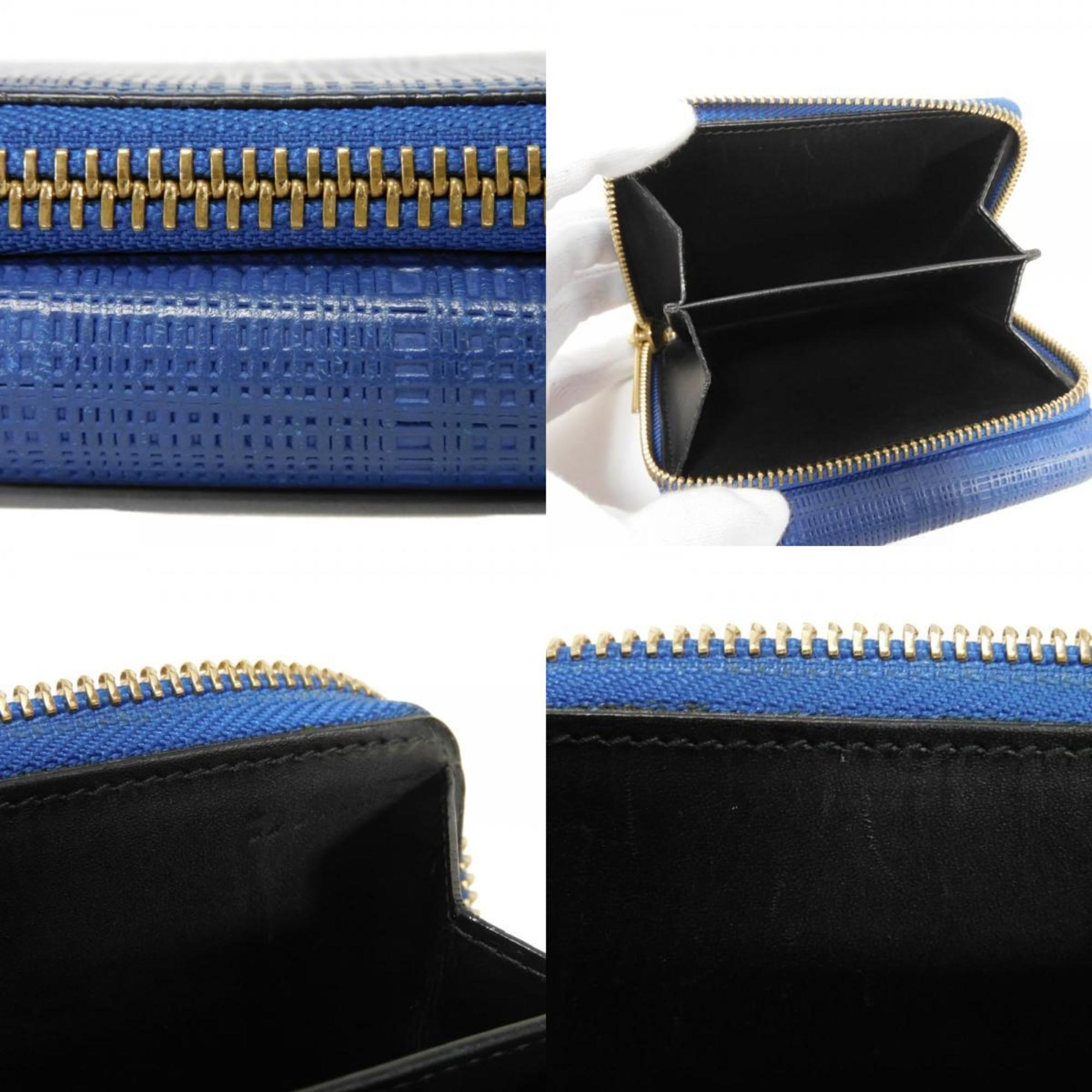 Loewe Linen Blue Leather Wallet (Tri-Fold) (Pre-Owned)