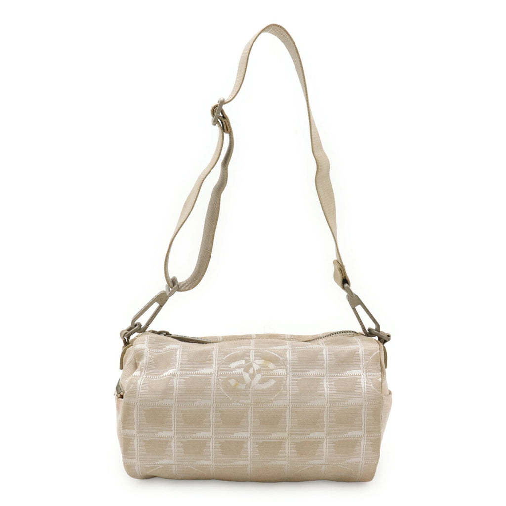 Chanel New Travel Line Beige Jacquard Shoulder Bag (Pre-Owned)