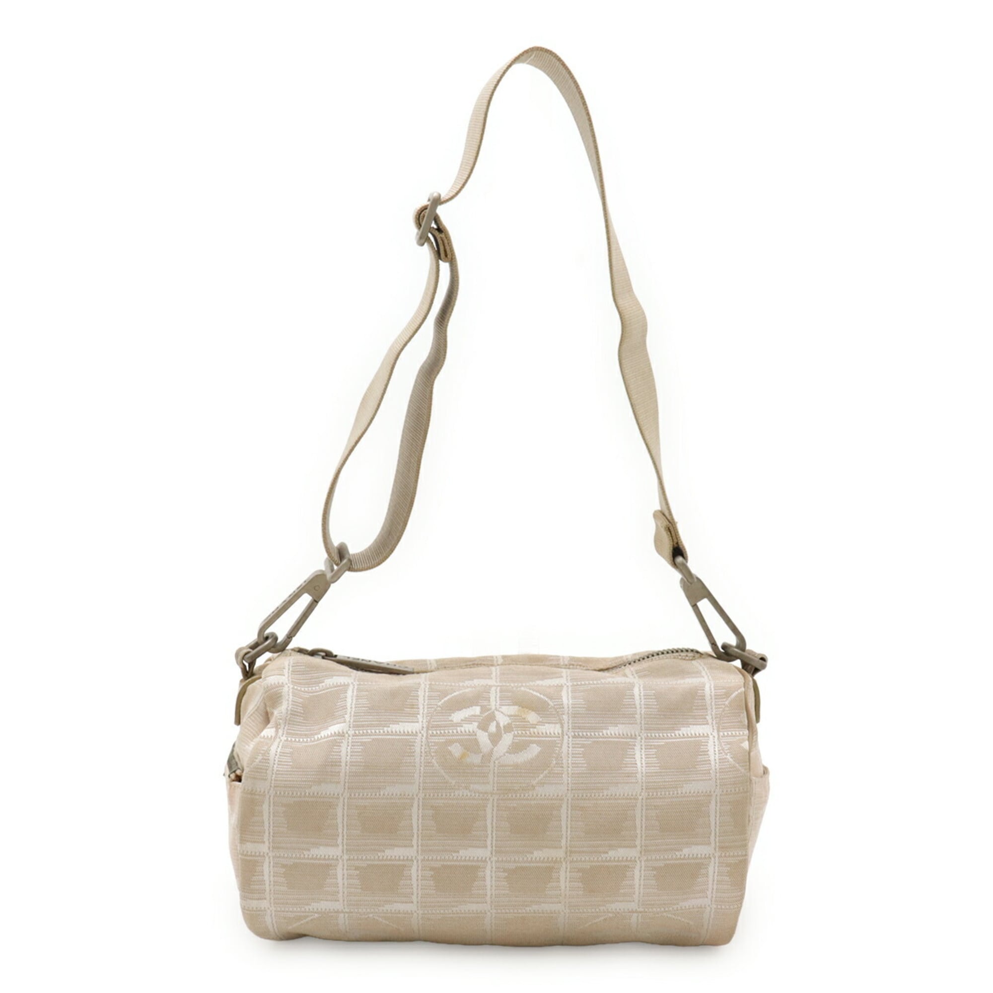 Chanel New Travel Line Beige Jacquard Shoulder Bag (Pre-Owned)