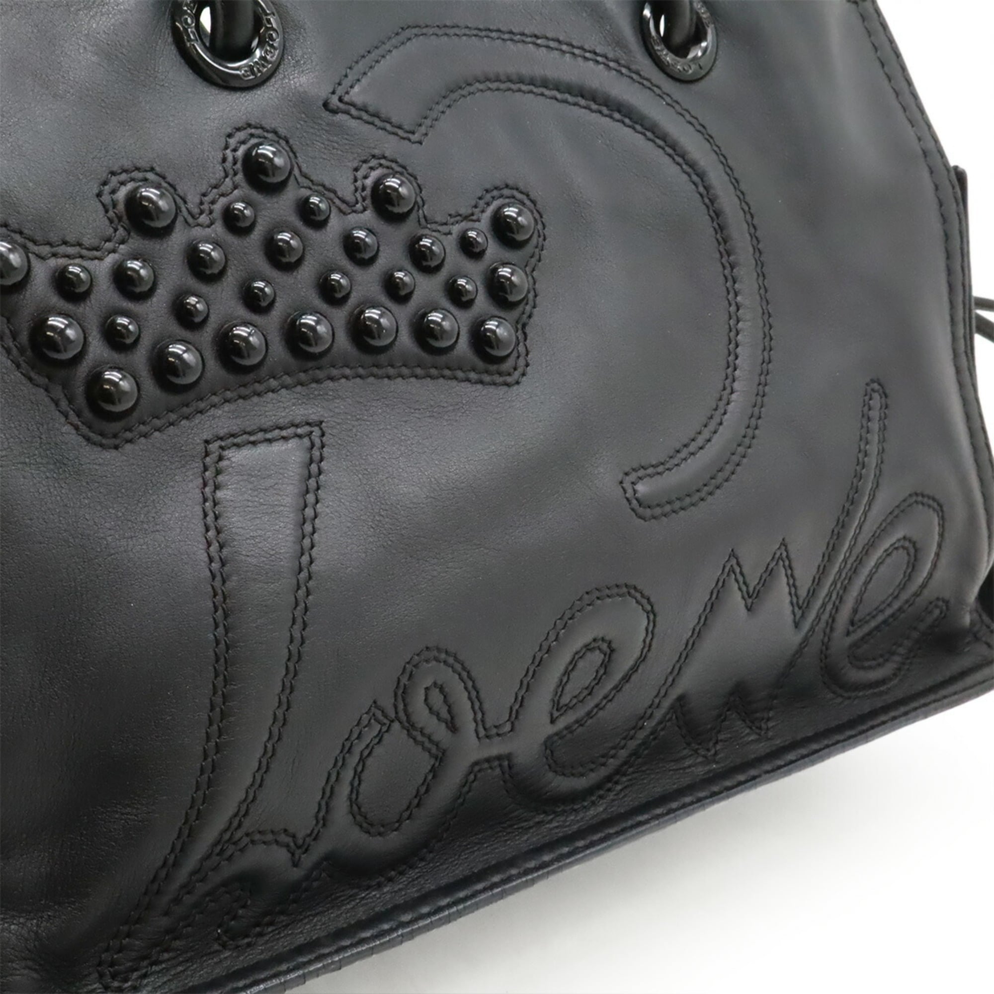 Loewe Black Leather Shoulder Bag Tote Bag (Pre-Owned)