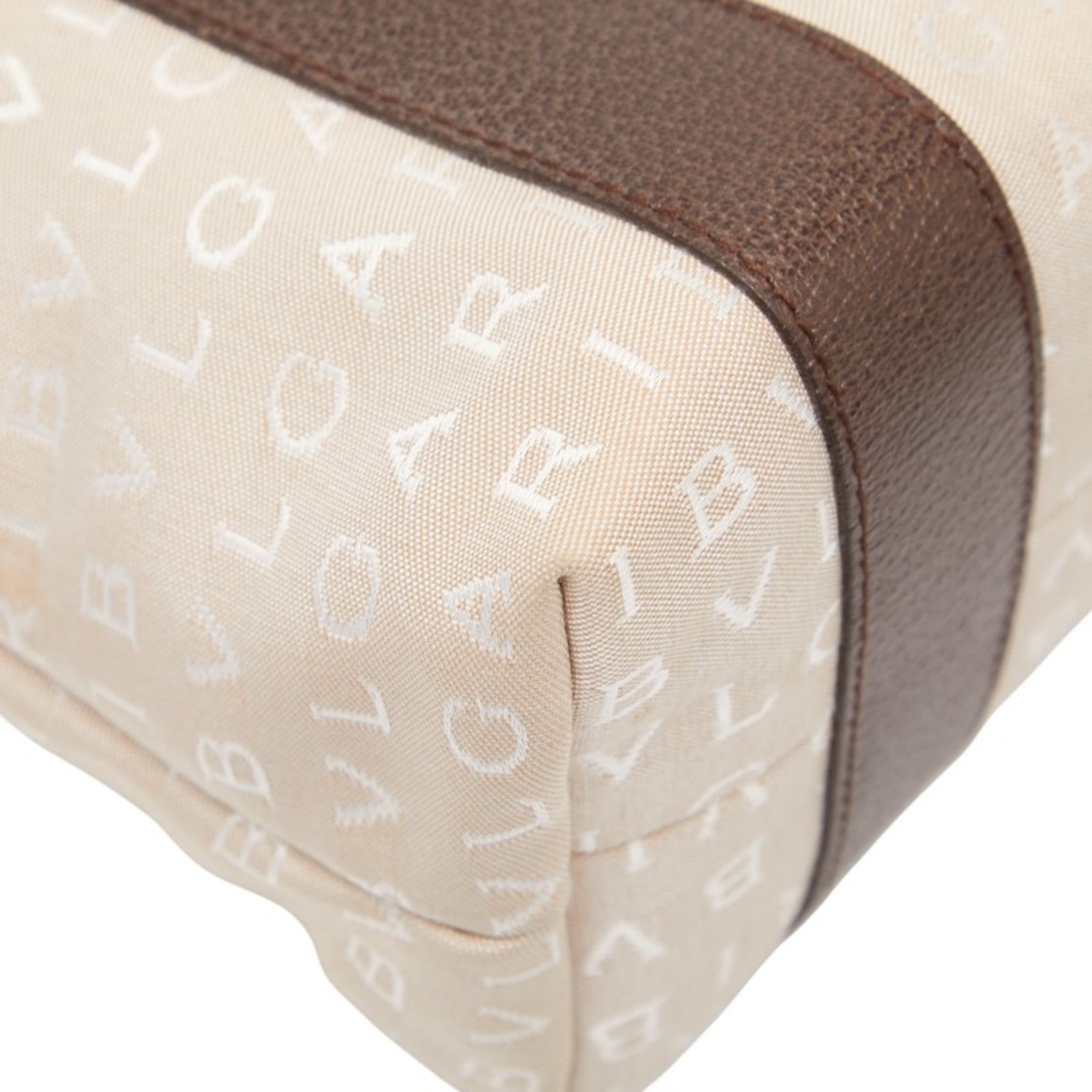 Bvlgari Beige Brown Canvas Leather Tote Bag (Pre-Owned)