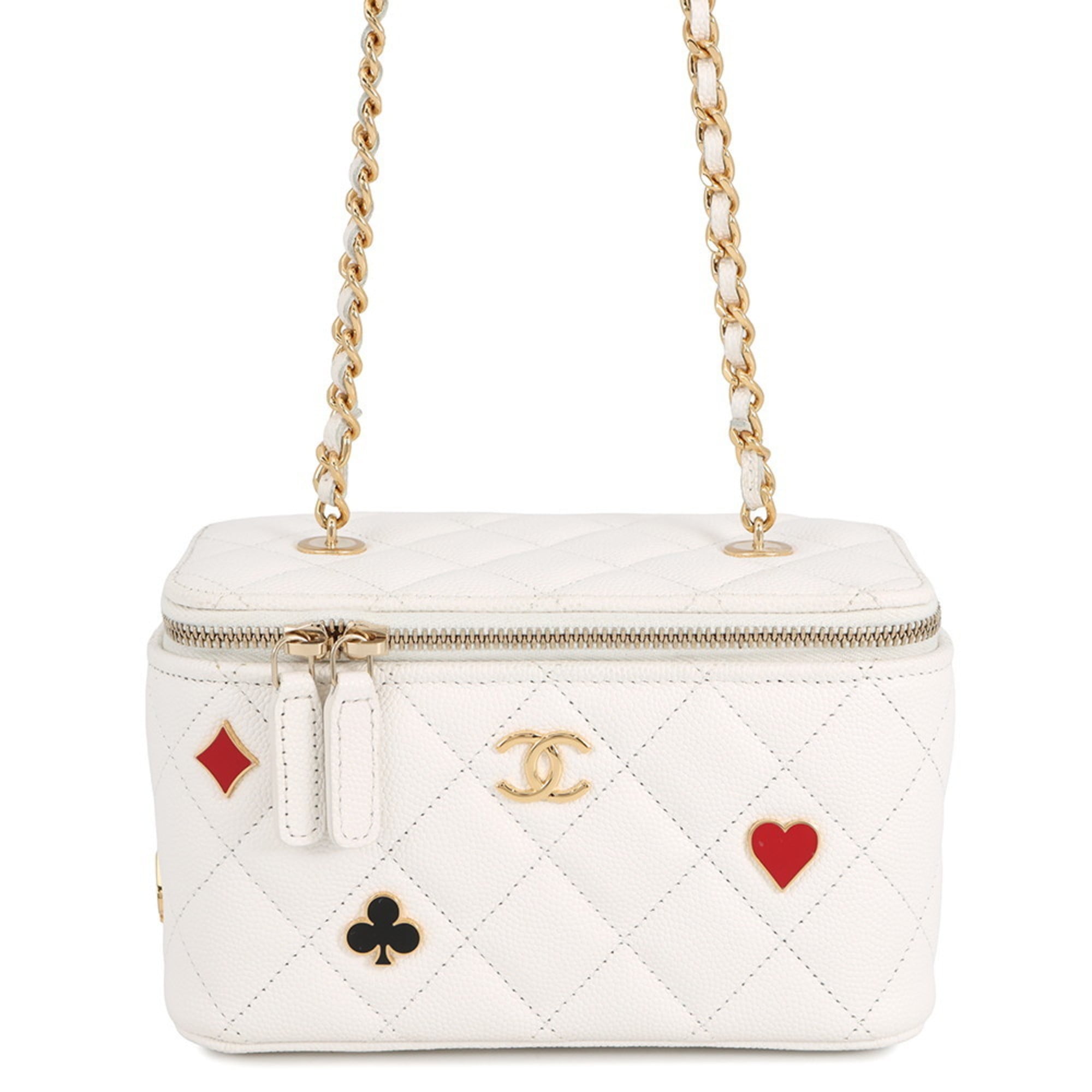 Chanel Matelasse White Grained Calfskin Shoulder Bag (Pre-Owned)