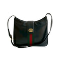 Gucci Black Green Red Color Leather Shoulder Bag (Pre-Owned)