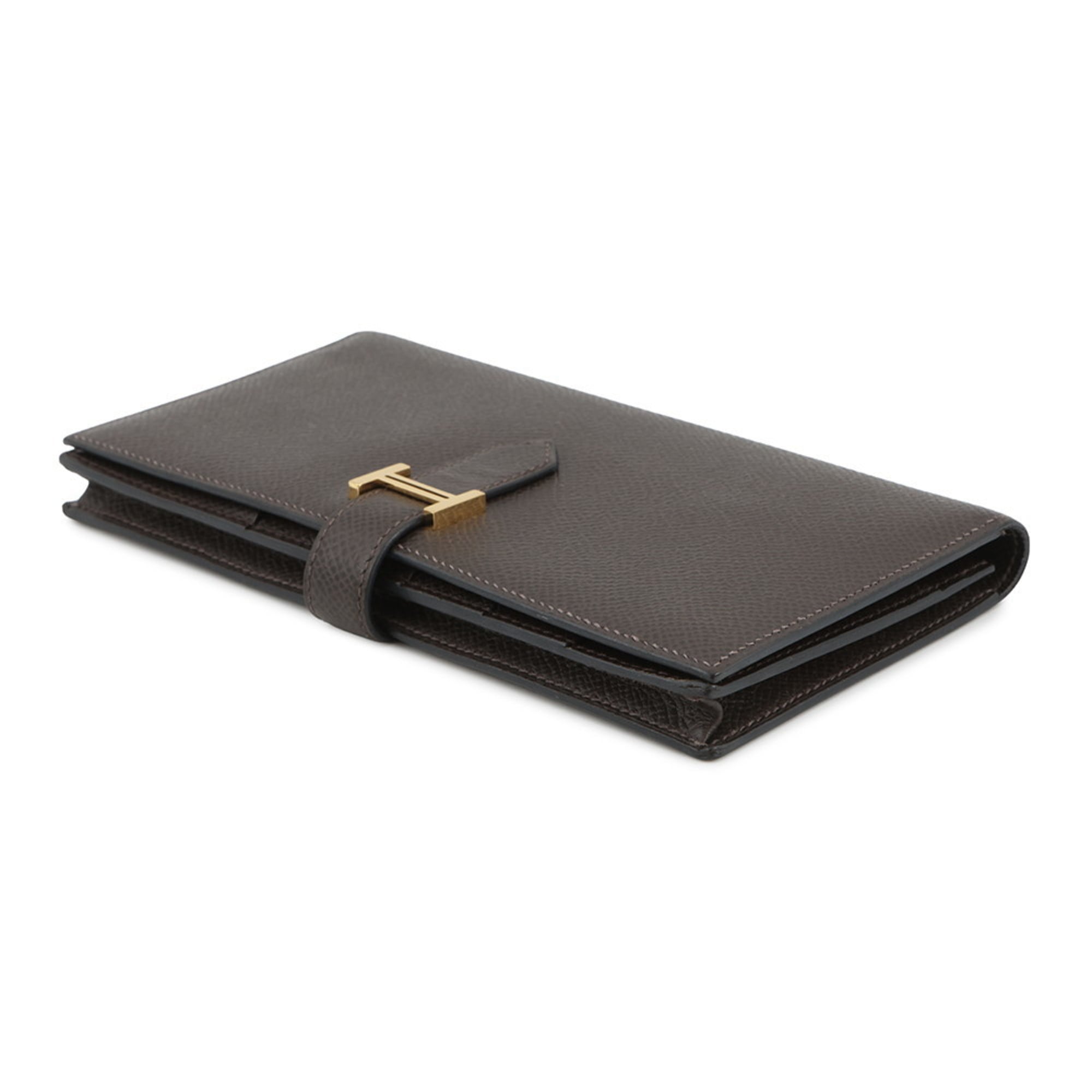 Hermes Ebene Epsom Leather Long Wallet (Bi-Fold) (Pre-Owned)