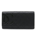 Chanel Black Pink Leather Long Wallet (Bi-Fold) (Pre-Owned)
