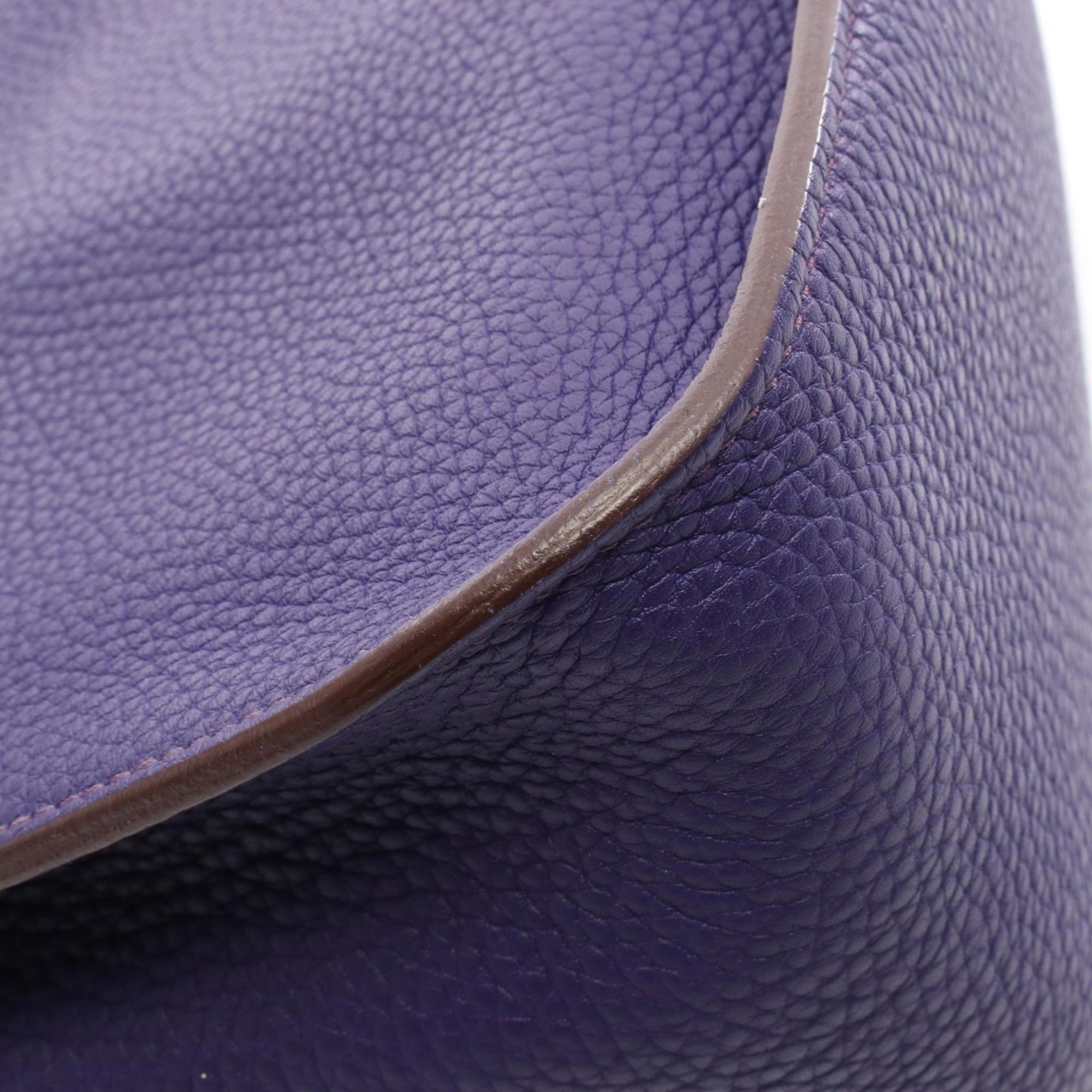 Hermes Iris Purple Taurillon Clemence Leather Leather Shoulder Bag (Pre-Owned)