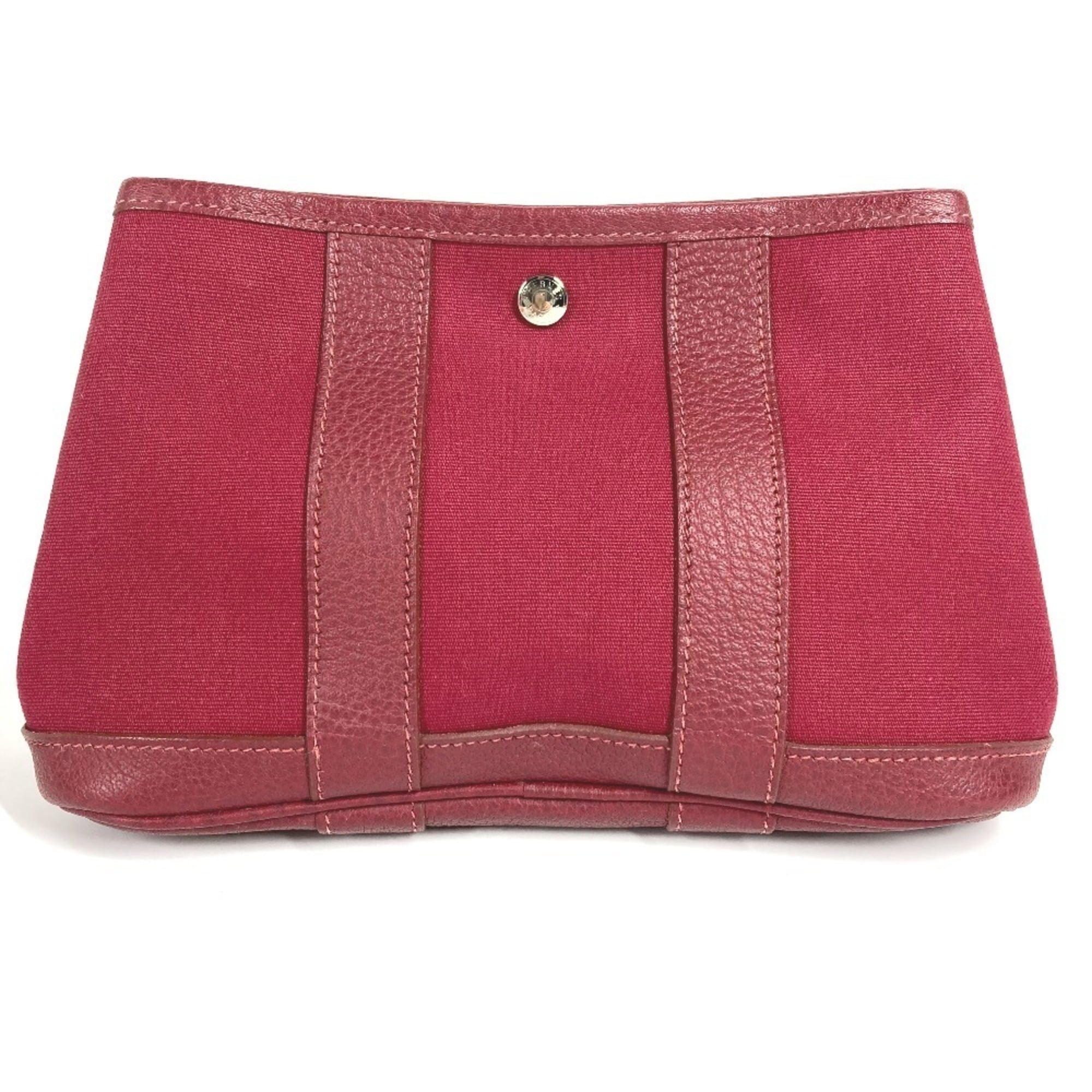 Hermes Garden Red Color Toile Officier Leather Clutch Bag Pouch (Pre-Owned)
