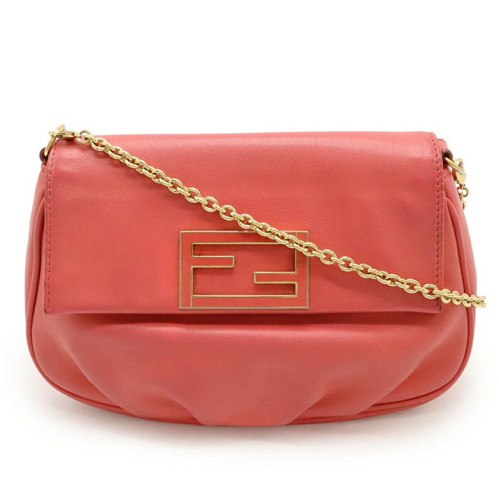 Fendi Pink Leather Clutch Bag Shoulder Bag (Pre-Owned)