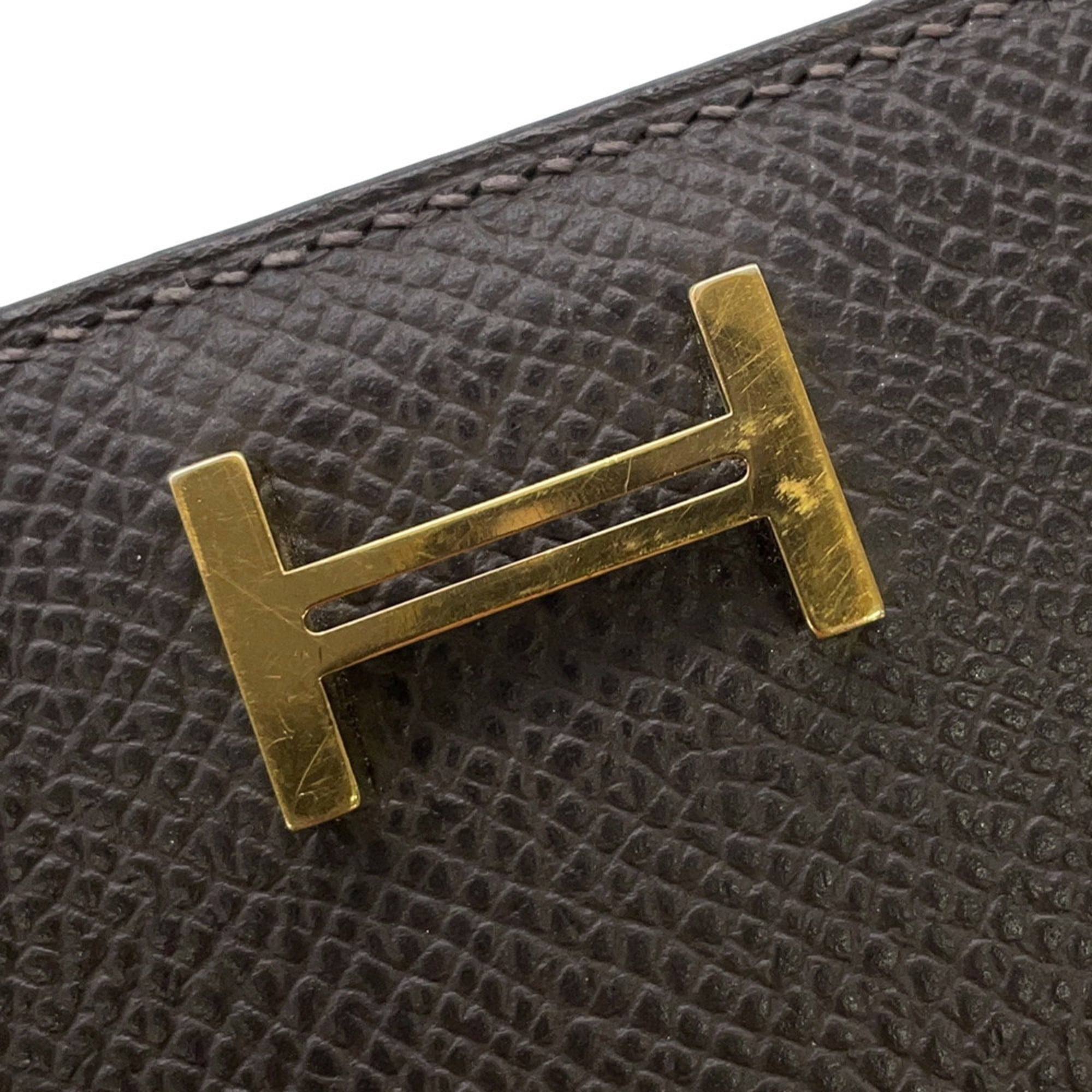 Hermes Ebene Epsom Leather Long Wallet (Bi-Fold) (Pre-Owned)