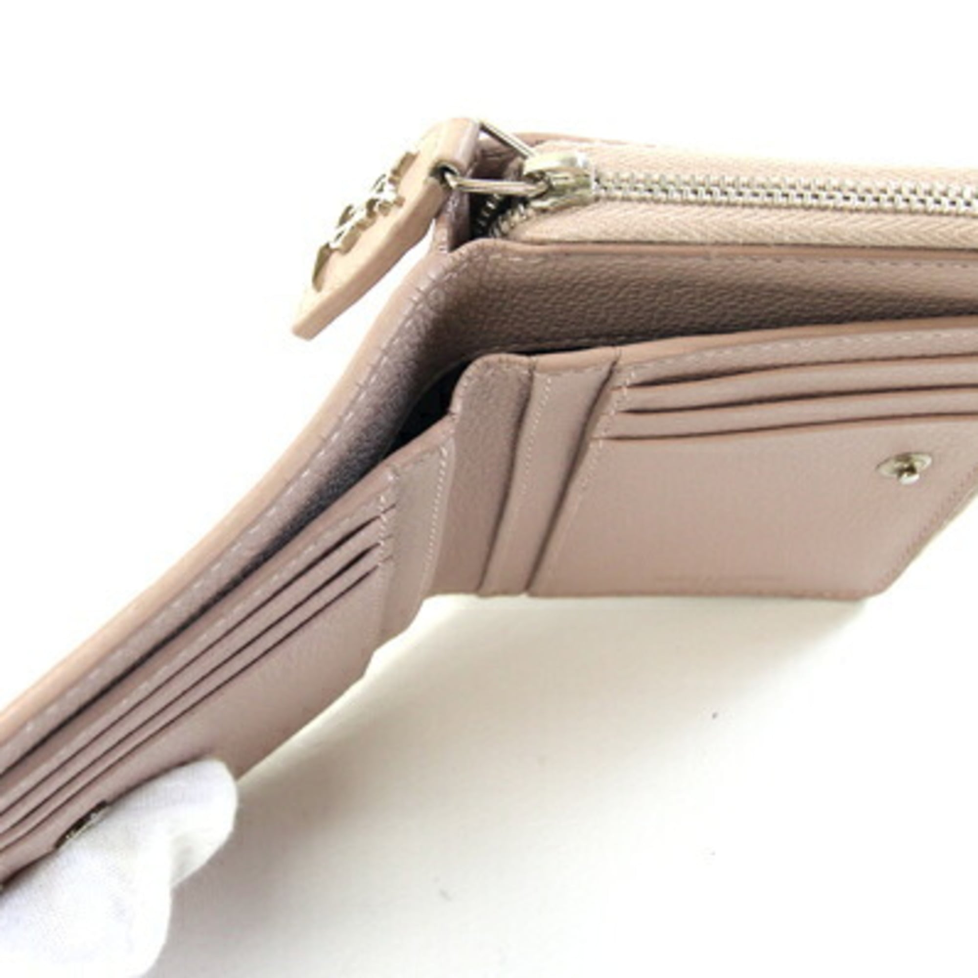 Saint Laurent Pink Beige Leather Wallet (Bi-Fold) (Pre-Owned)