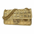 Chanel Champagne Champagne Gold Leather Vinyl Shoulder Bag (Pre-Owned)