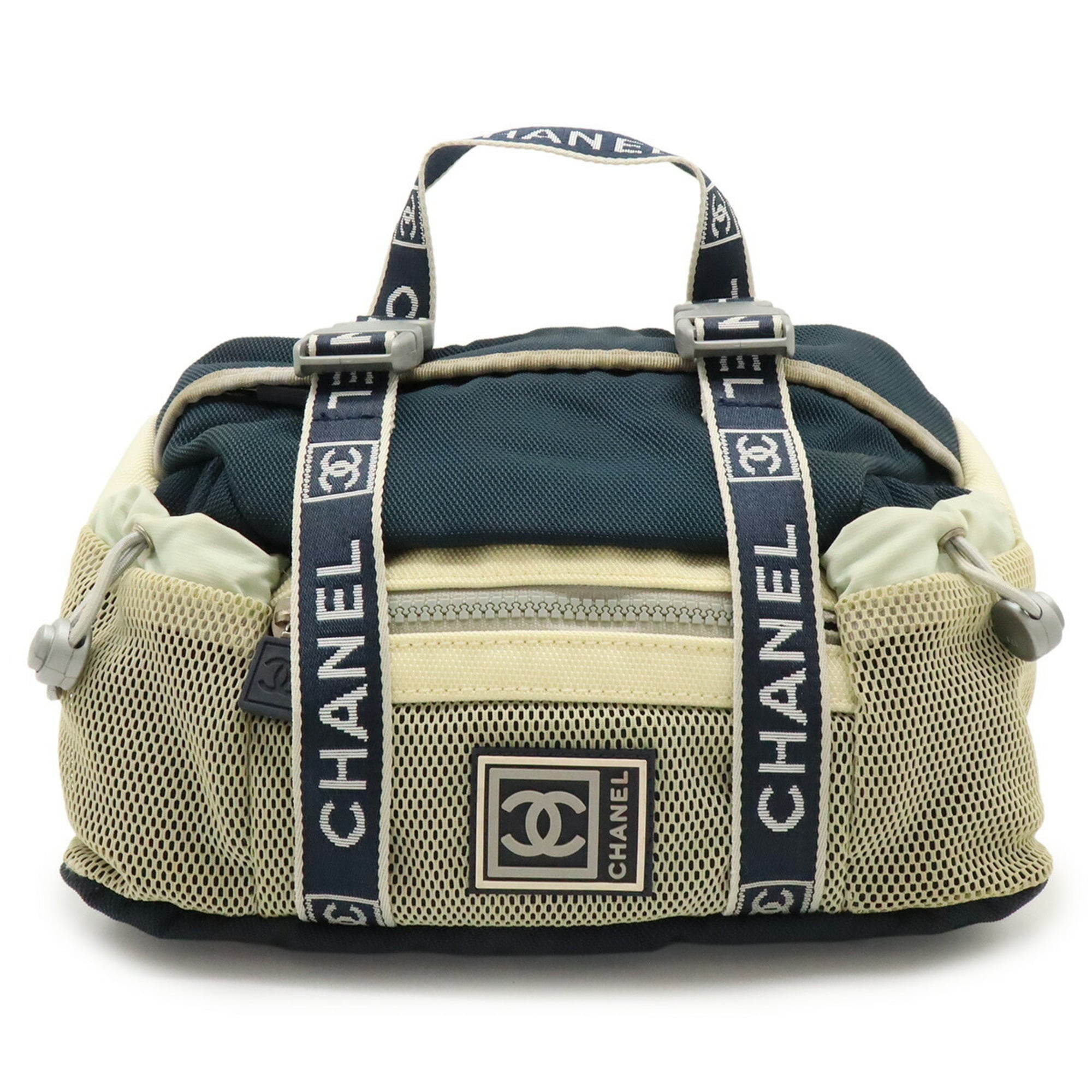Chanel Sport Gray Ivory Navy Nylon Canvas Fanny Pack Handbag (Pre-Owned)