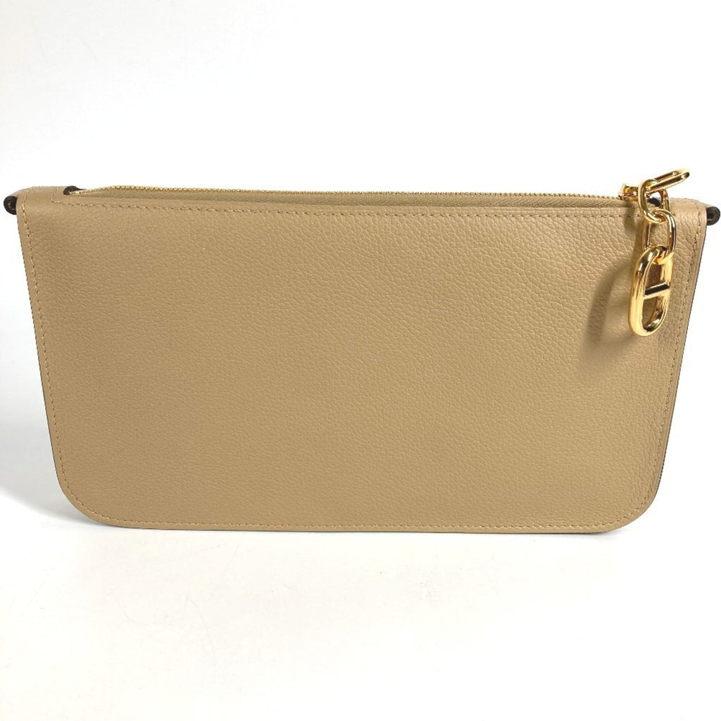 Hermes Beige Leather Handbag Pouch Shoulder Bag (Pre-Owned)