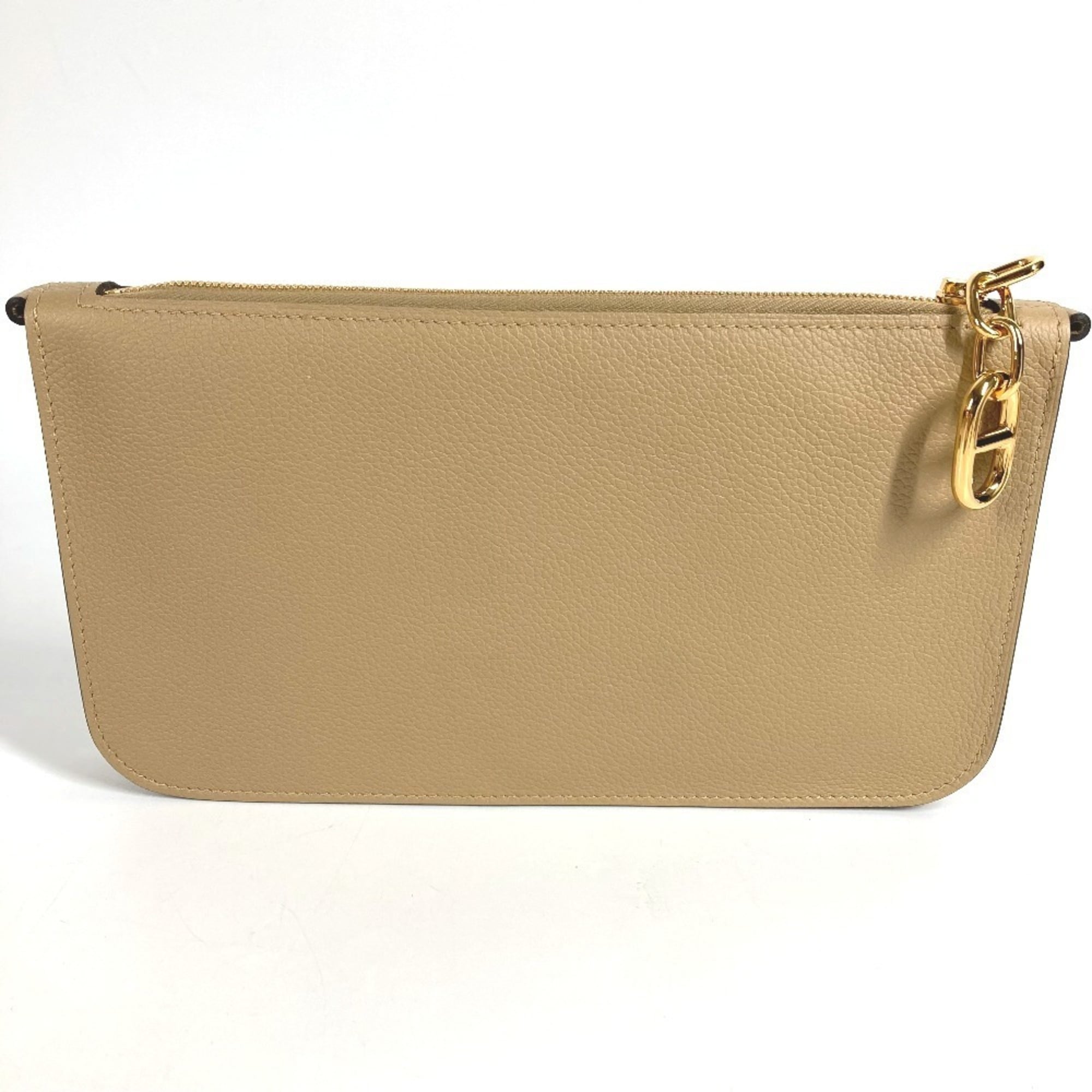 Hermes Beige Leather Handbag Pouch Shoulder Bag (Pre-Owned)