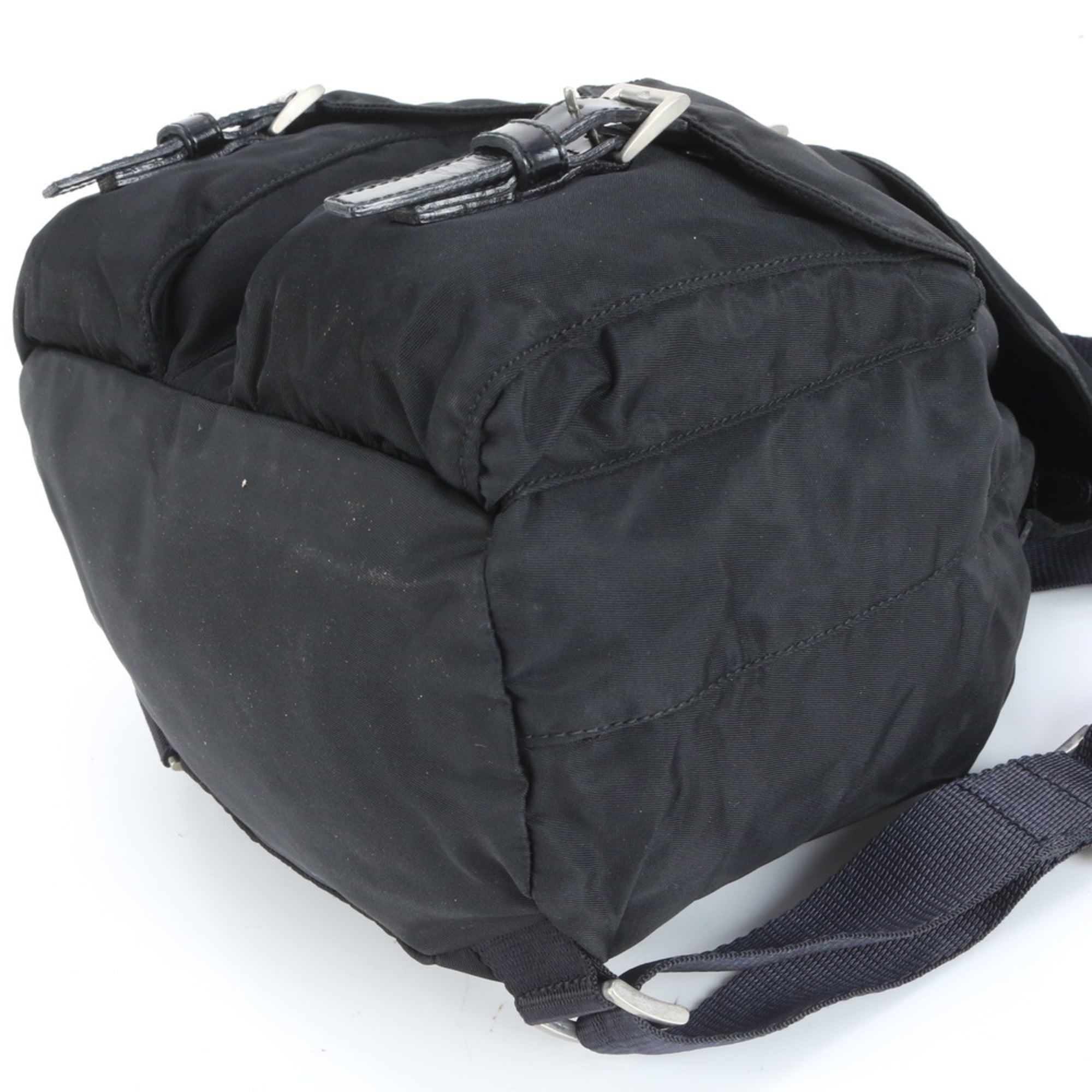 Prada Black Leather Nylon Backpack (Pre-Owned)