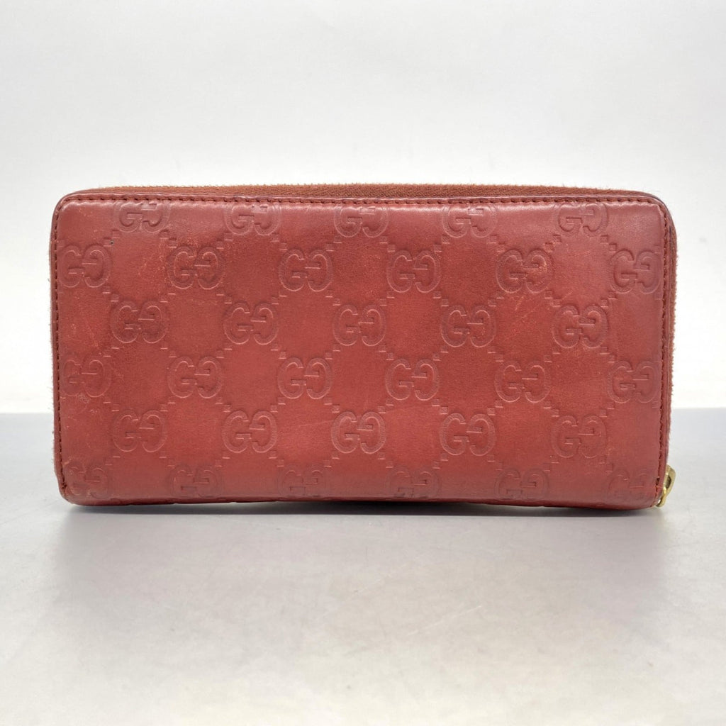 Gucci Red Color Leather Long Wallet (Bi-Fold) (Pre-Owned)