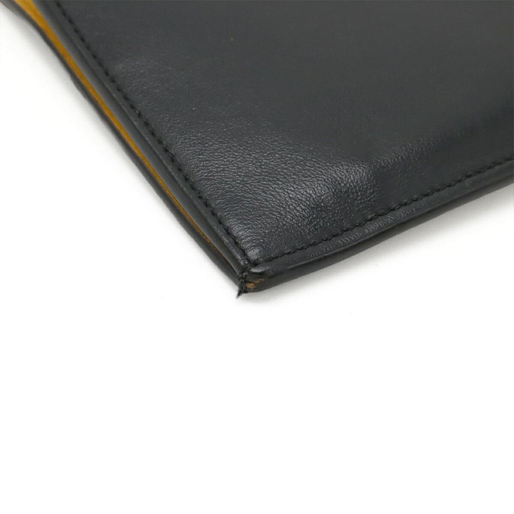 Fendi Black Yellow Leather Clutch Bag Pochette Shoulder Bag (Pre-Owned)