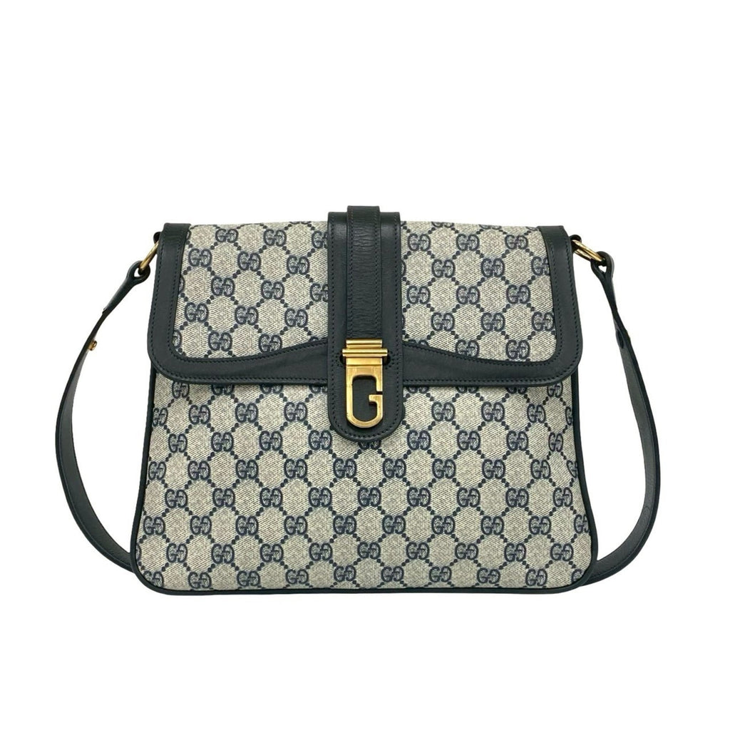 Gucci Navy Leather Pvc Shoulder Bag (Pre-Owned)