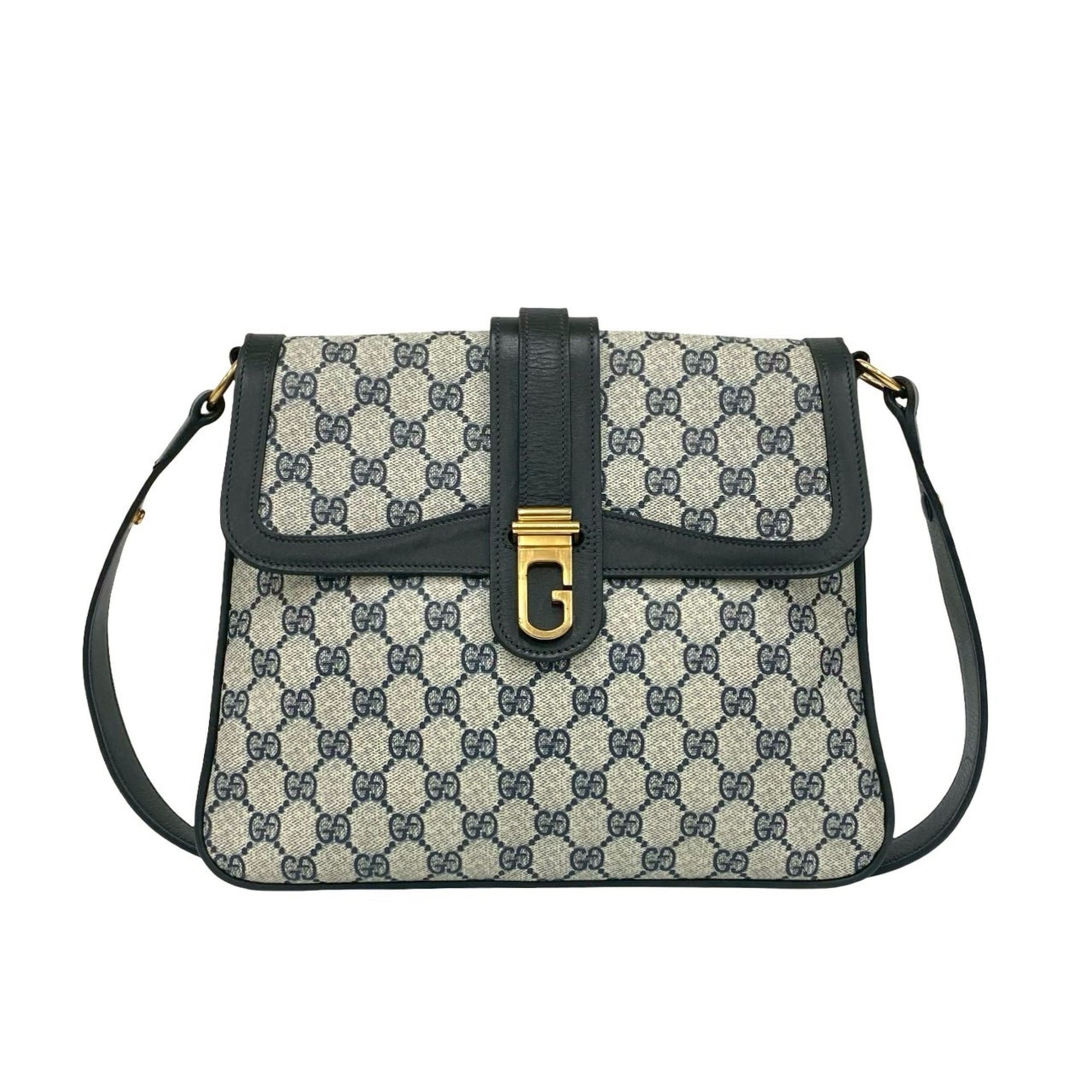 Gucci Navy Leather Pvc Shoulder Bag (Pre-Owned)