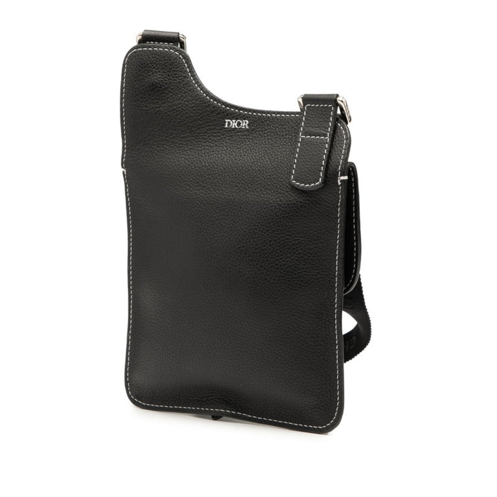 Christian Dior Black Leather Saddle Bag Shoulder Bag (Pre-Owned)