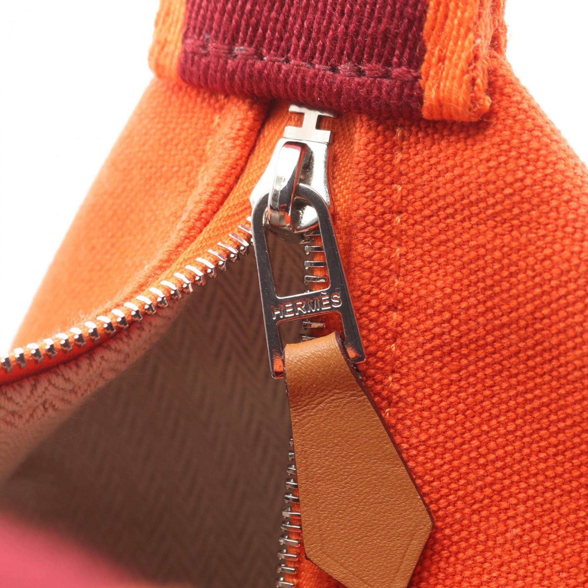 Hermes Feu Orange Canvas Handbag (Pre-Owned)