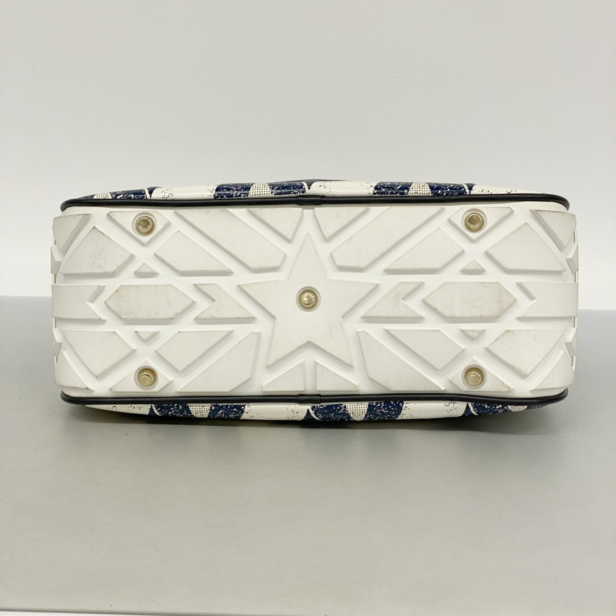 Christian Dior Navy White Leather Handbag (Pre-Owned)