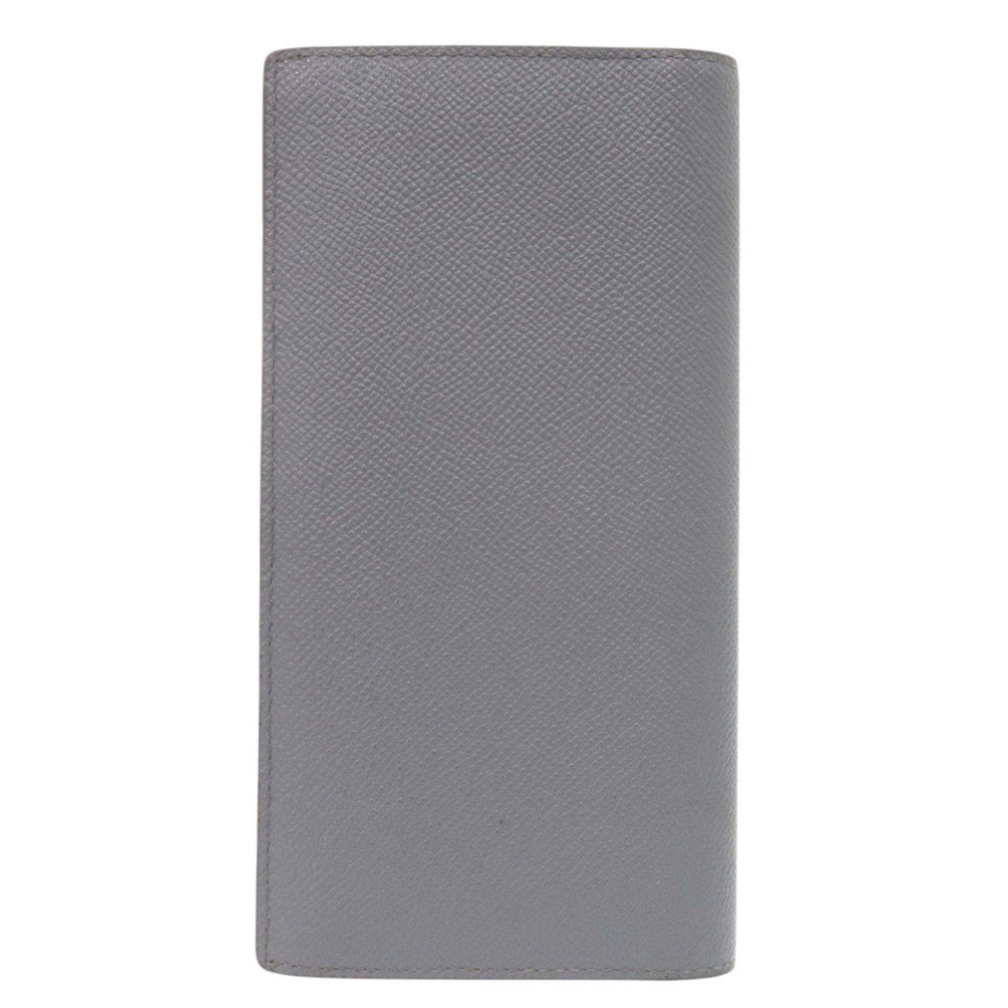 Burberry Gray Leather Long Wallet (Bi-Fold) (Pre-Owned)