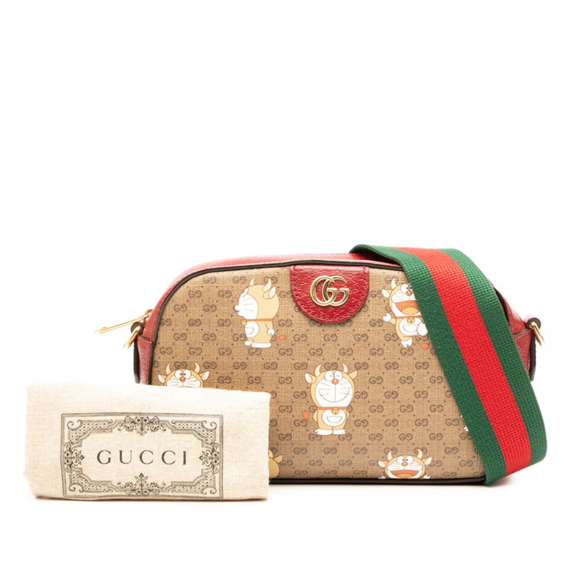 Gucci Brown Red Color Pvc Leather Shoulder Bag (Pre-Owned)