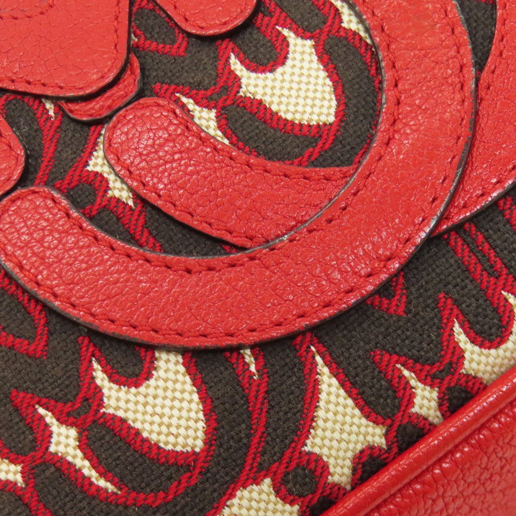 Miu Miu Red Color Canvas Shoulder Bag (Pre-Owned)
