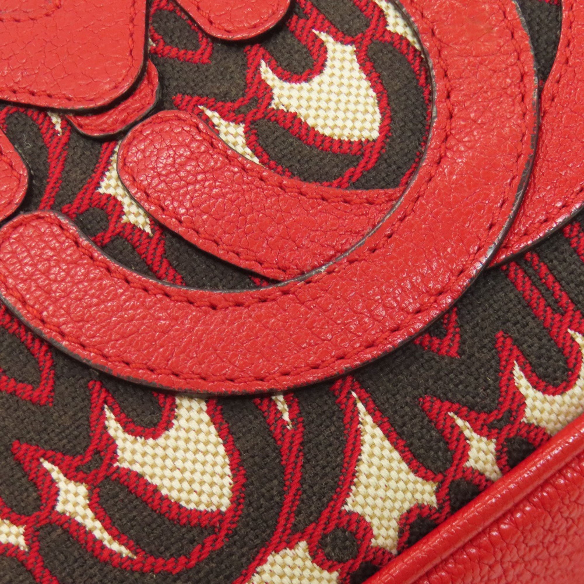 Miu Miu Red Color Canvas Shoulder Bag (Pre-Owned)