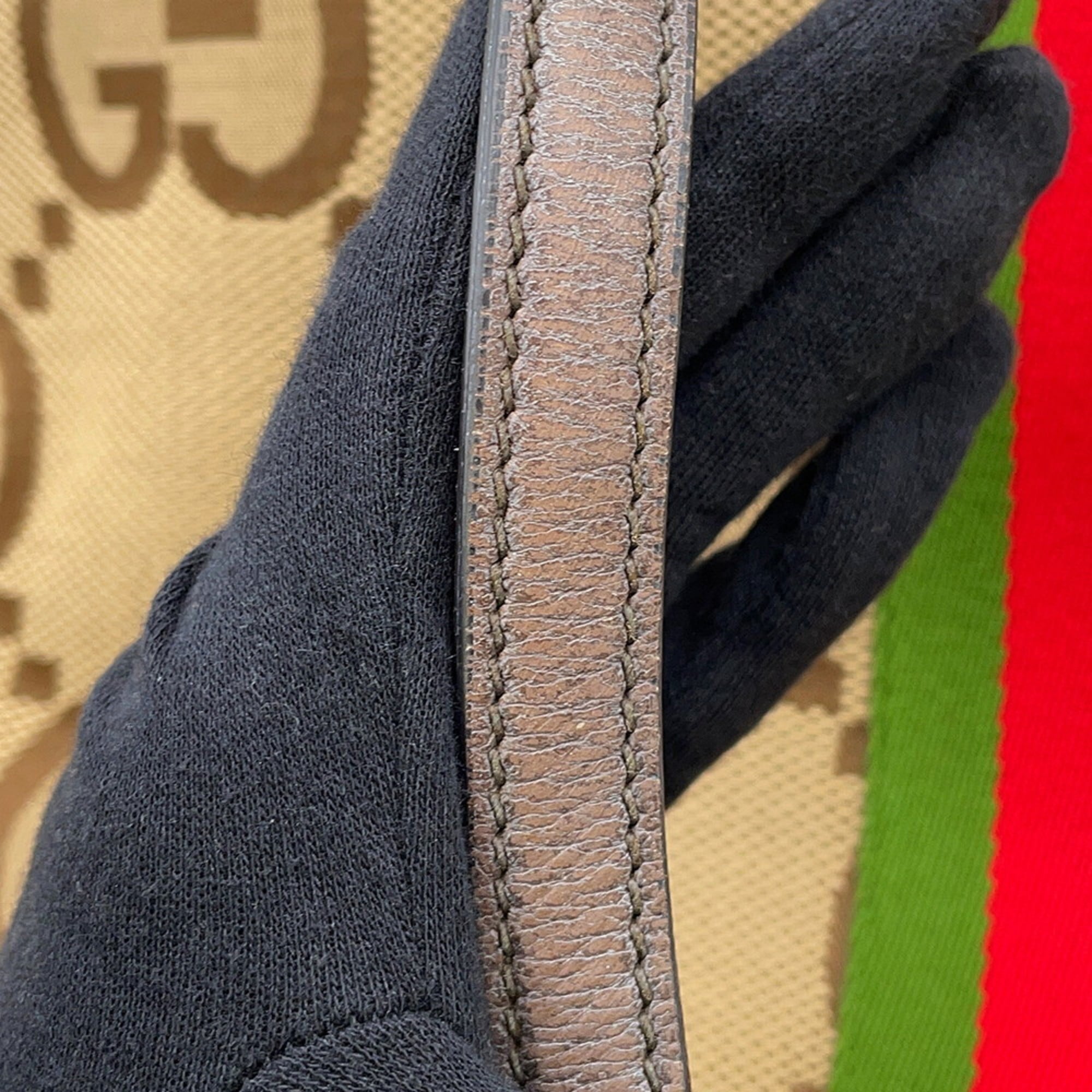 Gucci Ophidia Beige Brown Canvas Leather Tote Bag (Pre-Owned)