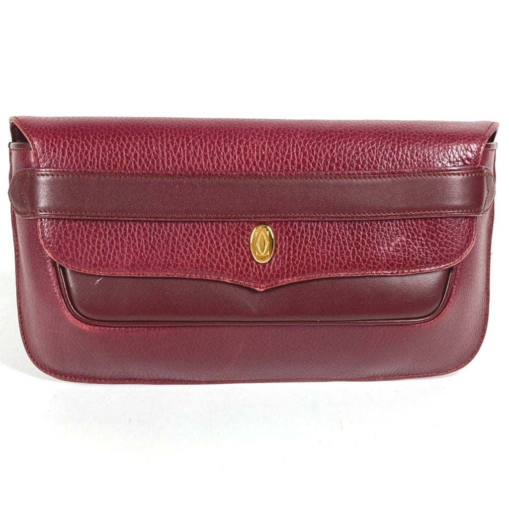 Cartier Must Wine Red Leather Clutch Bag Pouch (Pre-Owned)