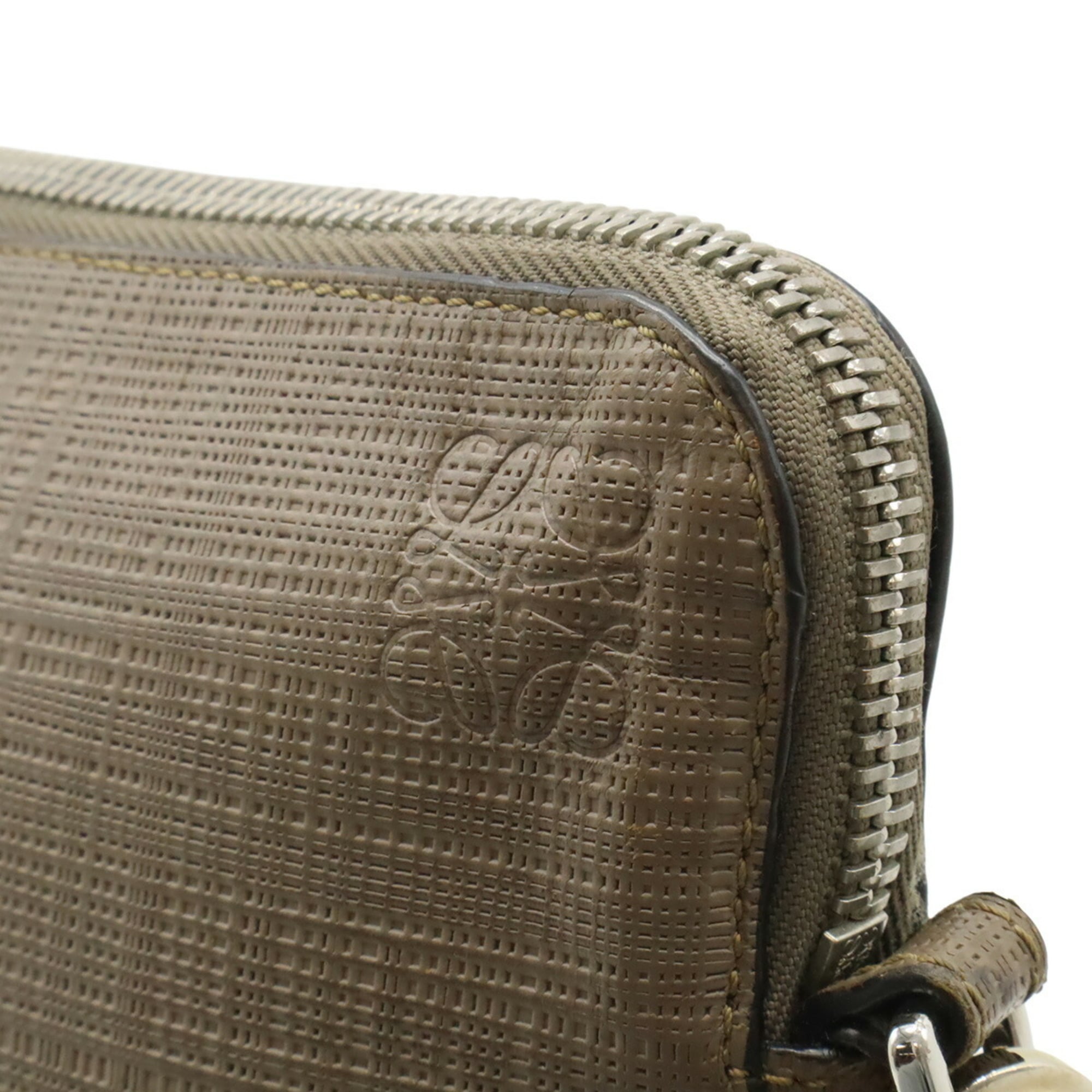 Loewe Linen Gray Grayish Leather Shoulder Bag (Pre-Owned)