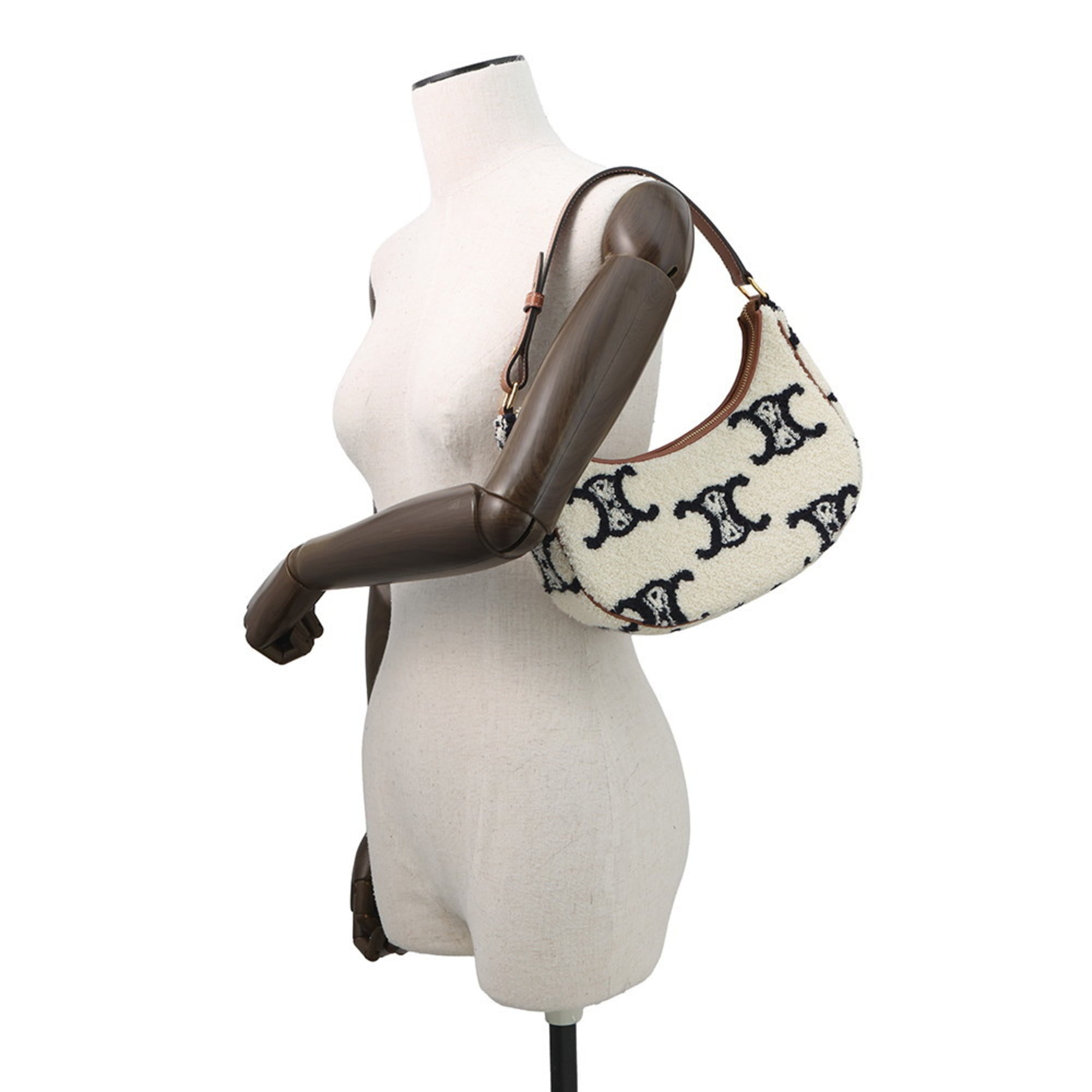 Celine Navy White Polyamide Leather Handbag (Pre-Owned)