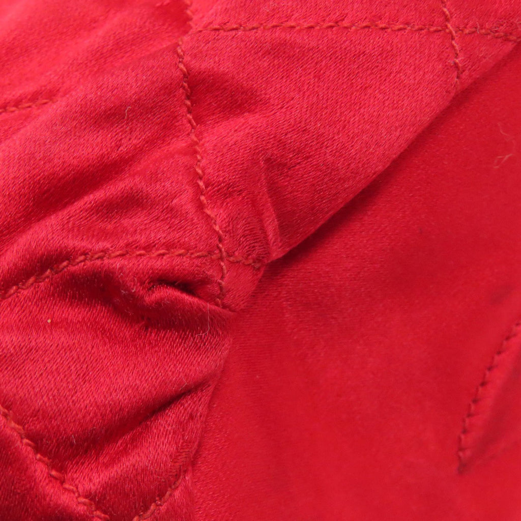 Chanel Red Color Satin Shoulder Bag (Pre-Owned)