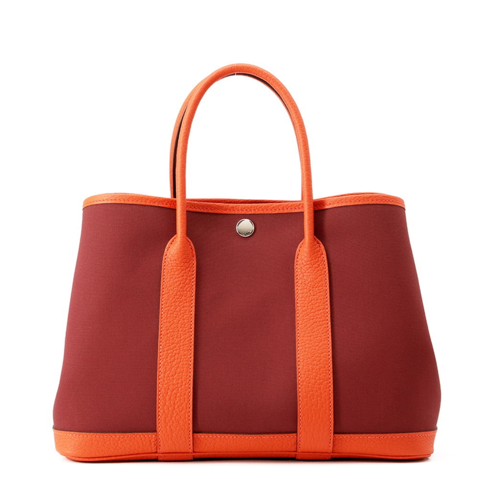 Hermes Garden Orange Poppy Rouge Grenat Toile H Negonda Leather Tote Bag (Pre-Owned)