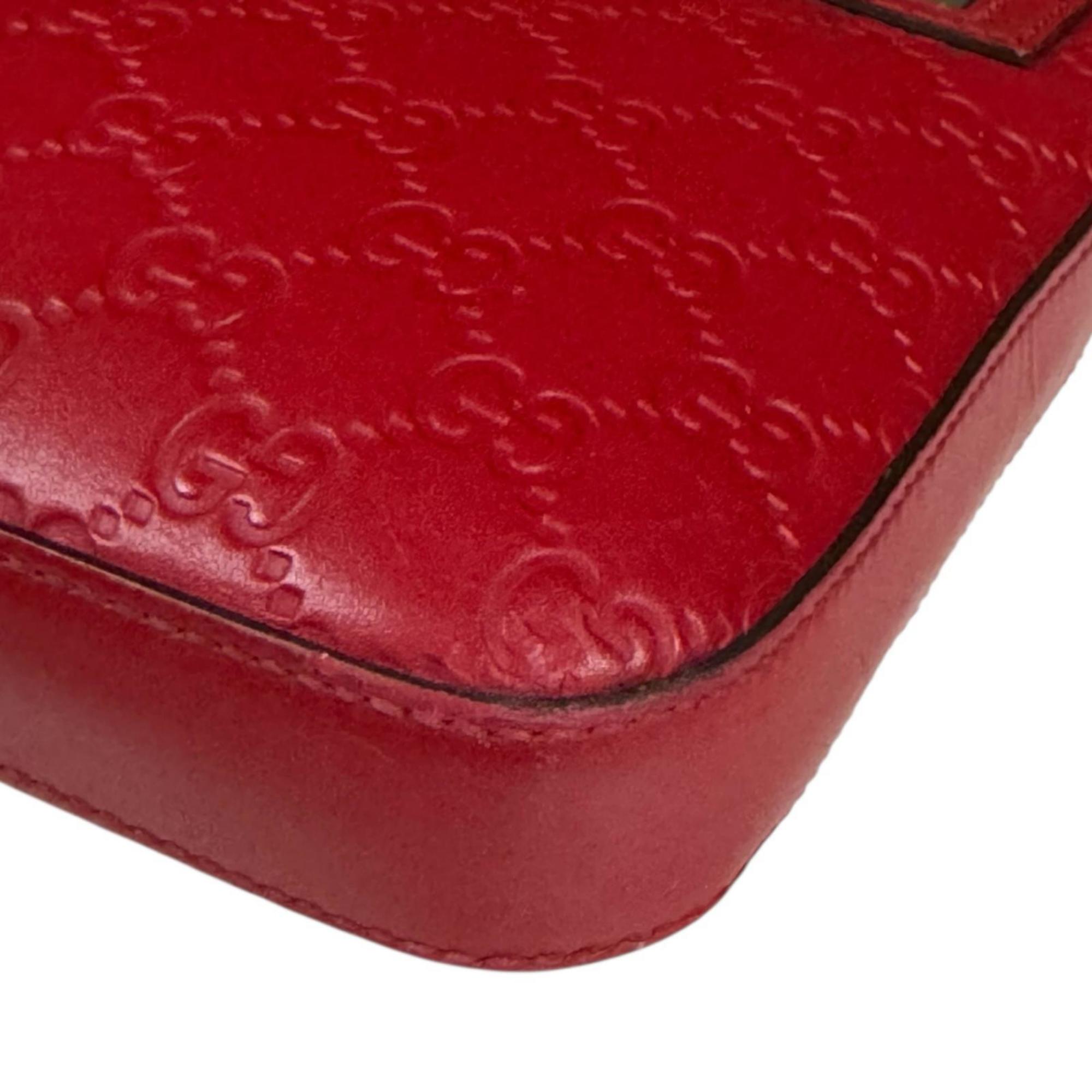 Gucci Red Color Leather Messenger Bag Shoulder Bag (Pre-Owned)