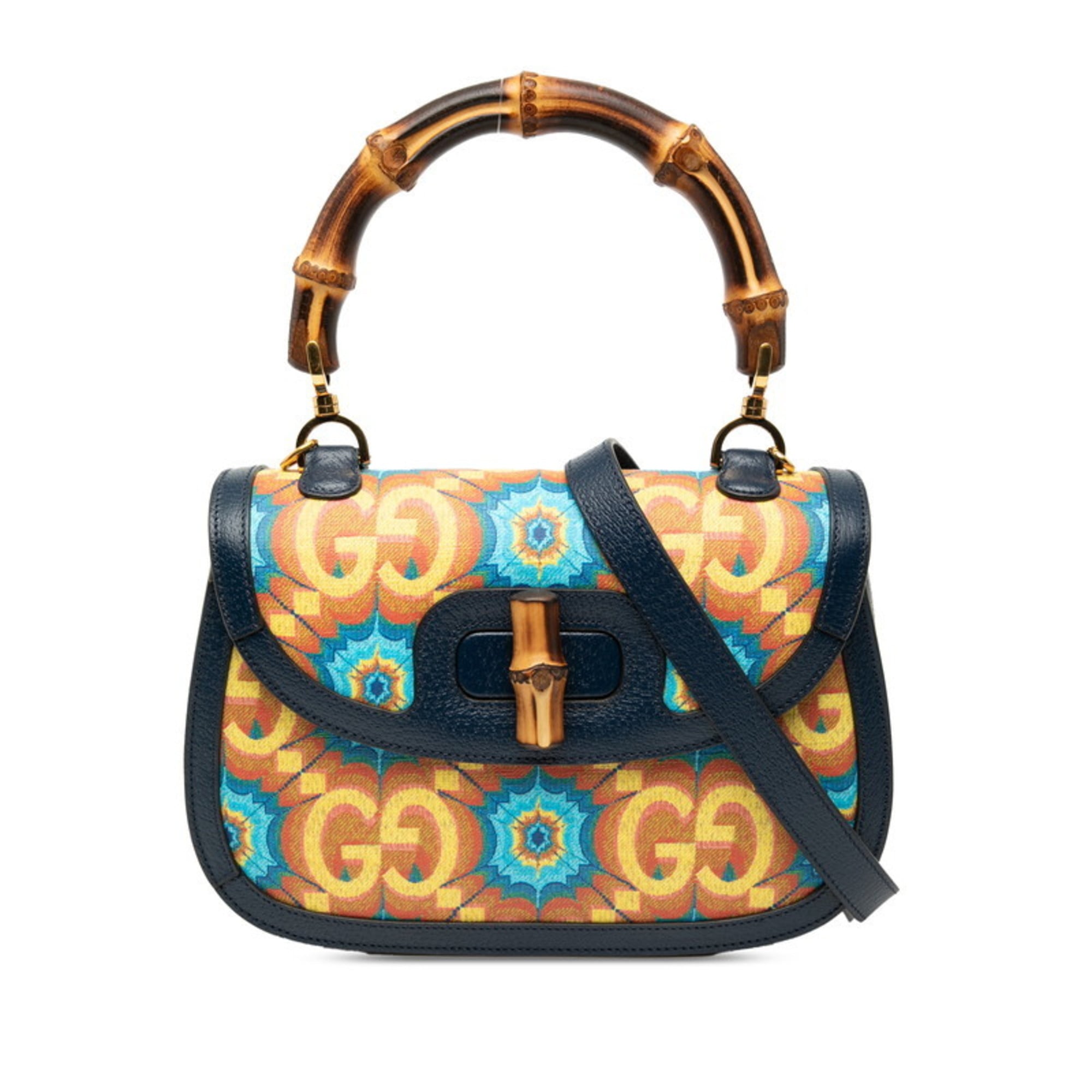 Gucci Multi-Color Navy Pvc Leather Handbag Shoulder Bag (Pre-Owned)
